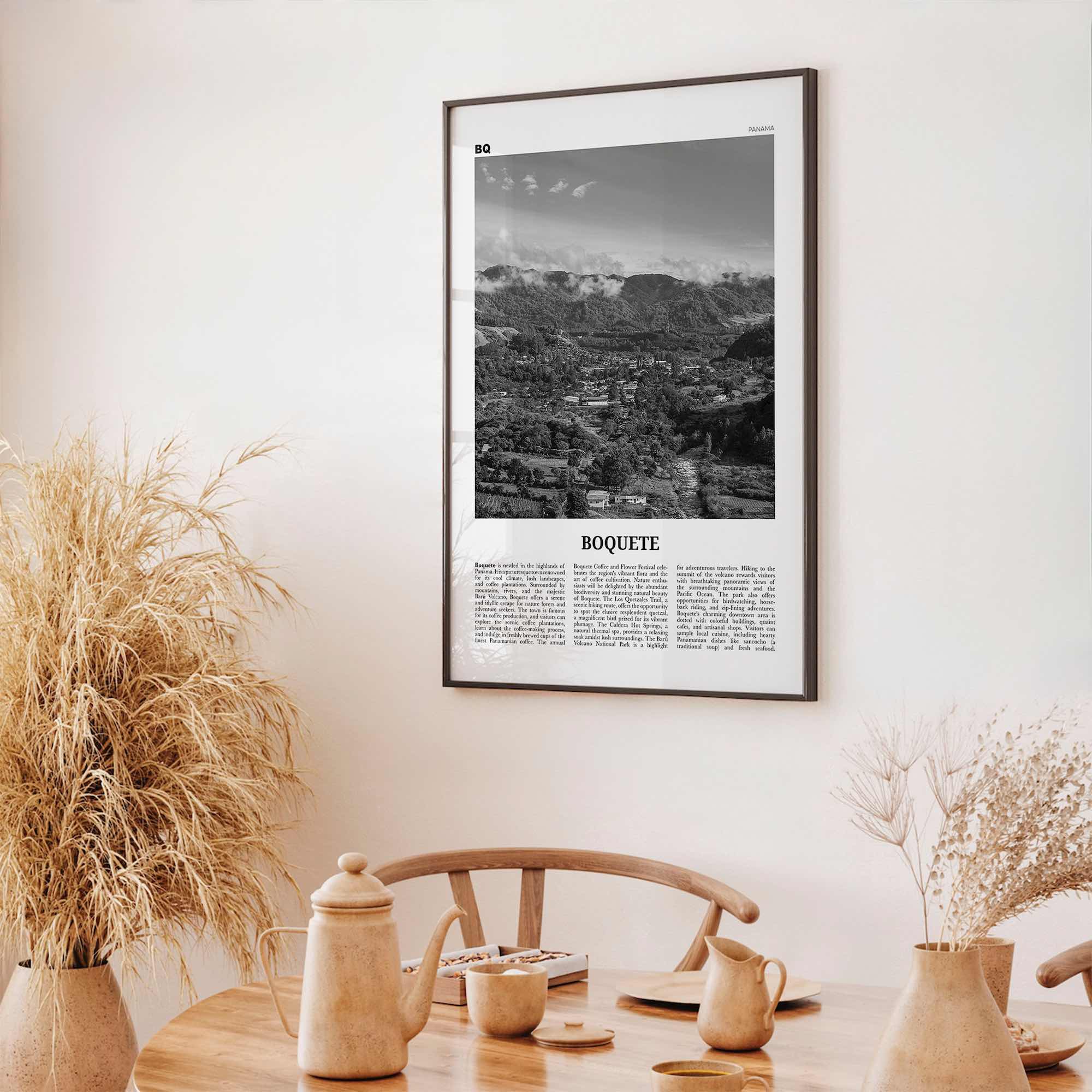Boquete Print Black and White, Boquete Wall Art, Boquete Poster, Boquete Photo, Boquete Wall Décor, Boquete Map, Panama
