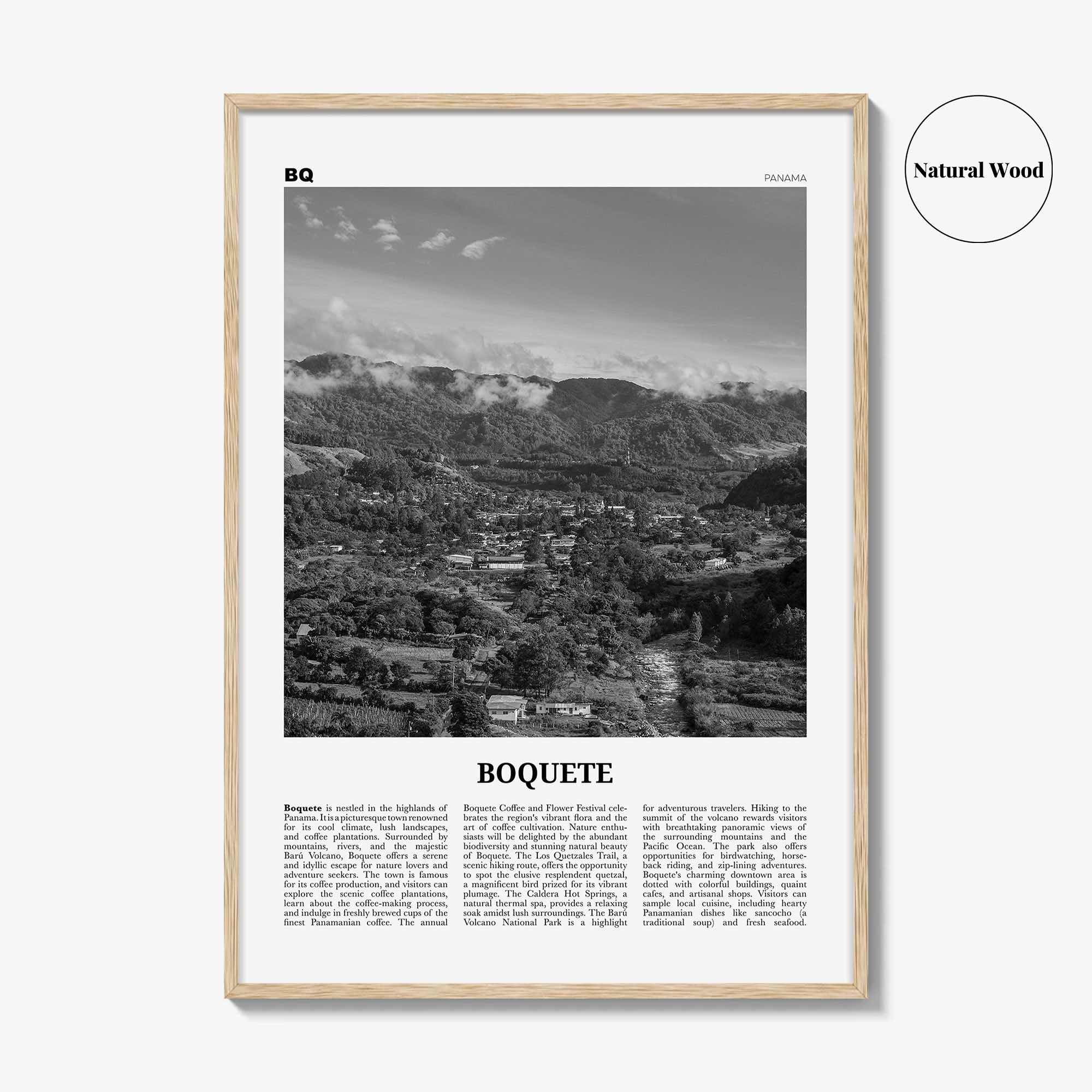 Boquete Print Black and White, Boquete Wall Art, Boquete Poster, Boquete Photo, Boquete Wall Décor, Boquete Map, Panama