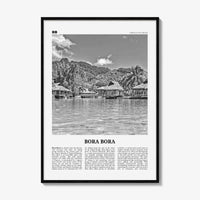 Bora Bora Print Black and White, Bora Bora Wall Art, Bora Bora Poster, Bora Bora Photo, Bora Bora Wall Decor, French Polynesia, Oceania