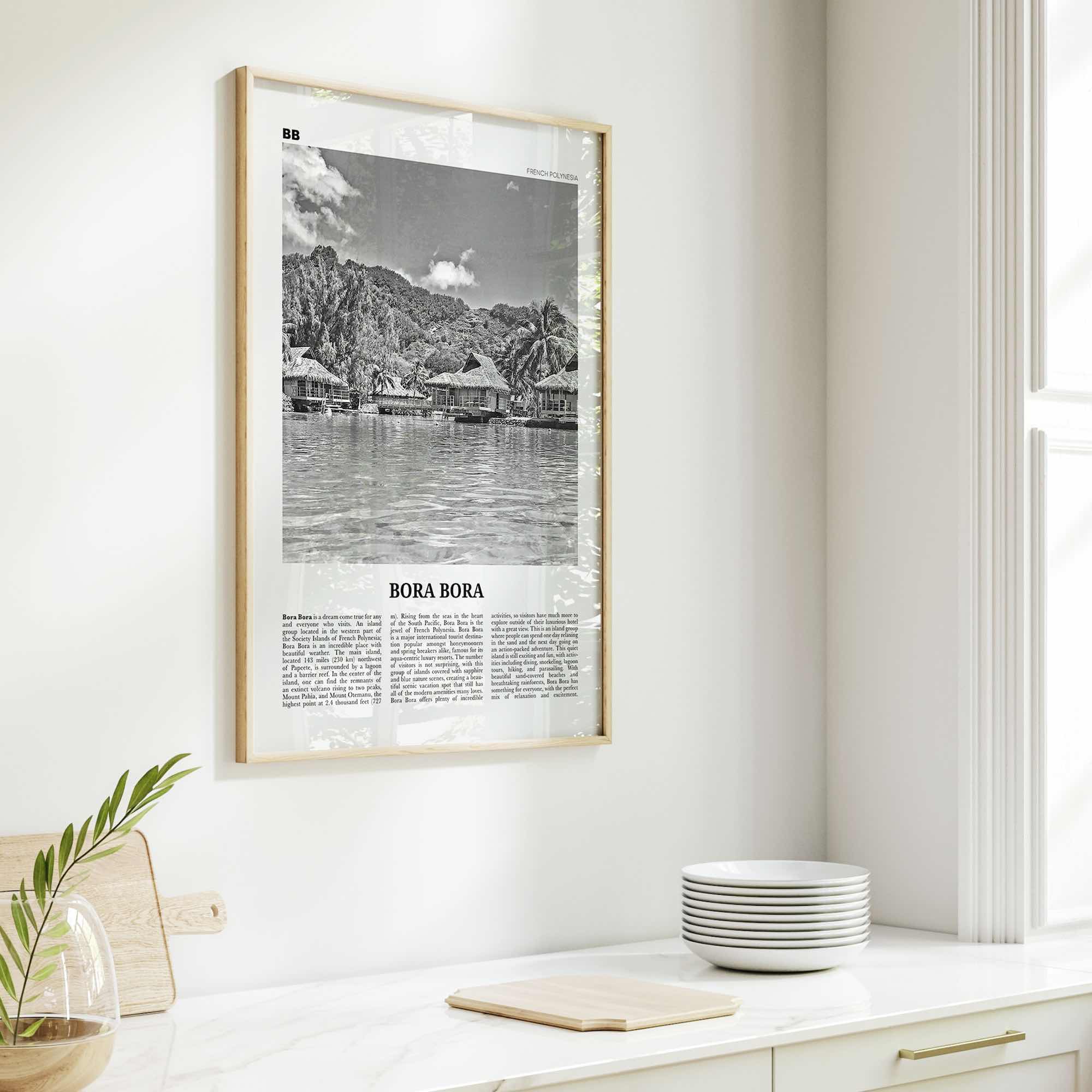 Bora Bora Print Black and White, Bora Bora Wall Art, Bora Bora Poster, Bora Bora Photo, Bora Bora Wall Decor, French Polynesia, Oceania