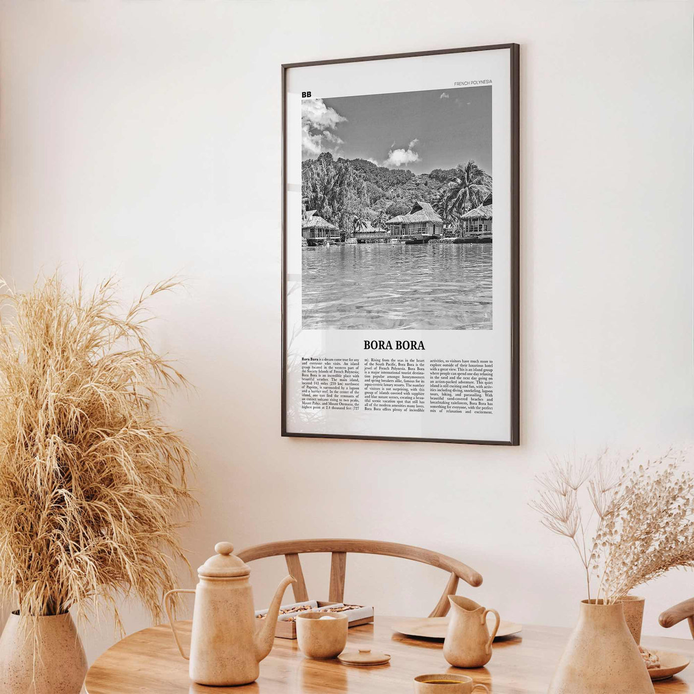 Bora Bora Print Black and White, Bora Bora Wall Art, Bora Bora Poster, Bora Bora Photo, Bora Bora Wall Decor, French Polynesia, Oceania