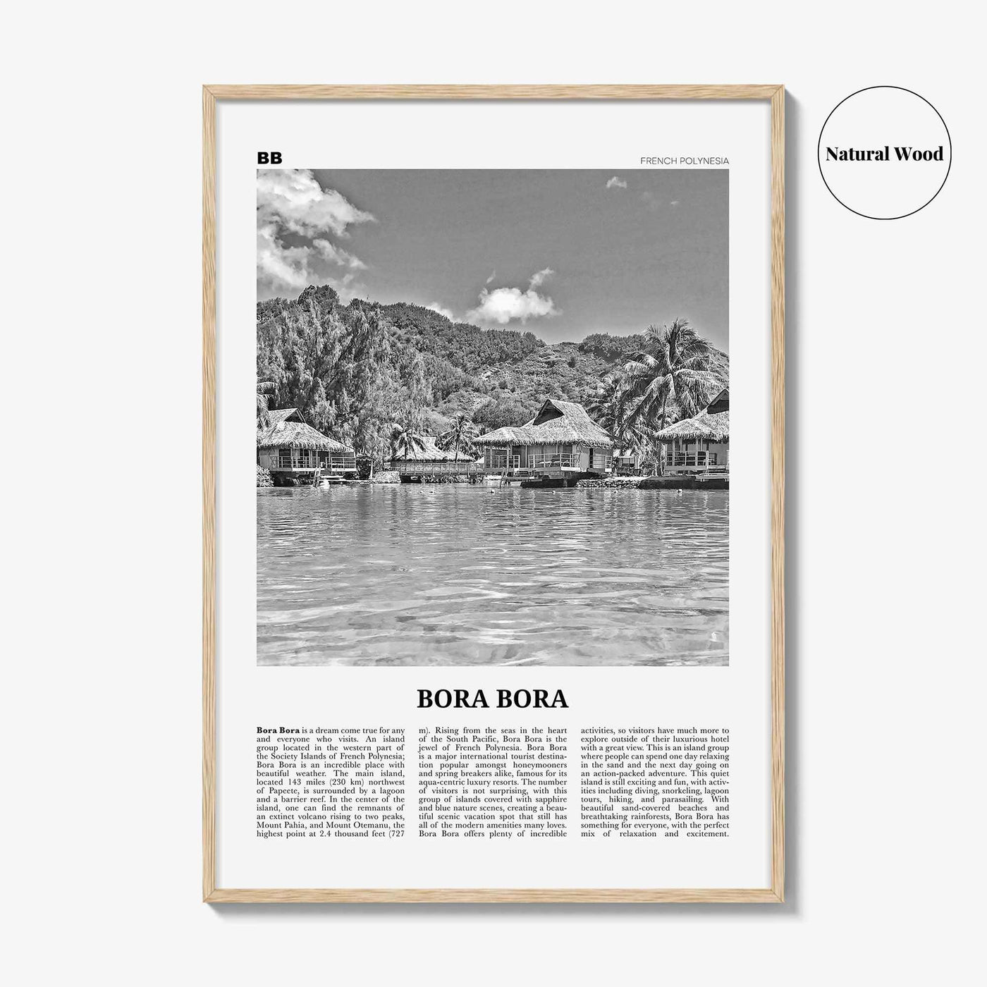Bora Bora Print Black and White, Bora Bora Wall Art, Bora Bora Poster, Bora Bora Photo, Bora Bora Wall Decor, French Polynesia, Oceania