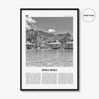 Bora Bora Print Black and White, Bora Bora Wall Art, Bora Bora Poster, Bora Bora Photo, Bora Bora Wall Decor, French Polynesia, Oceania