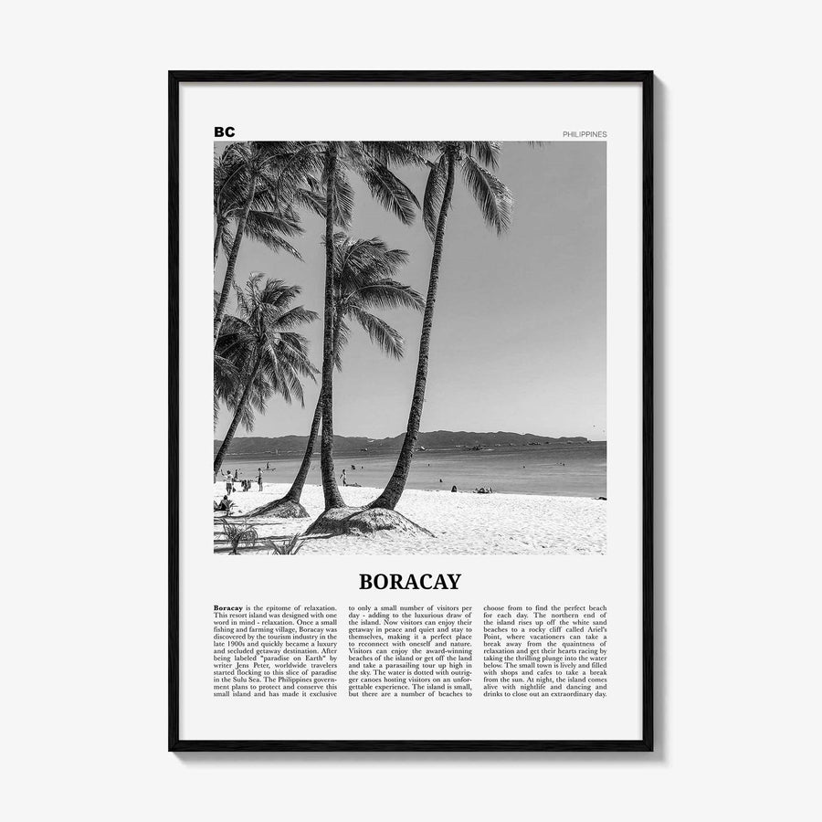 Boracay Print Black and White, Boracay Wall Art, Boracay Poster, Boracay Photo, Boracay Wall Décor, Boracay Map, Philippines