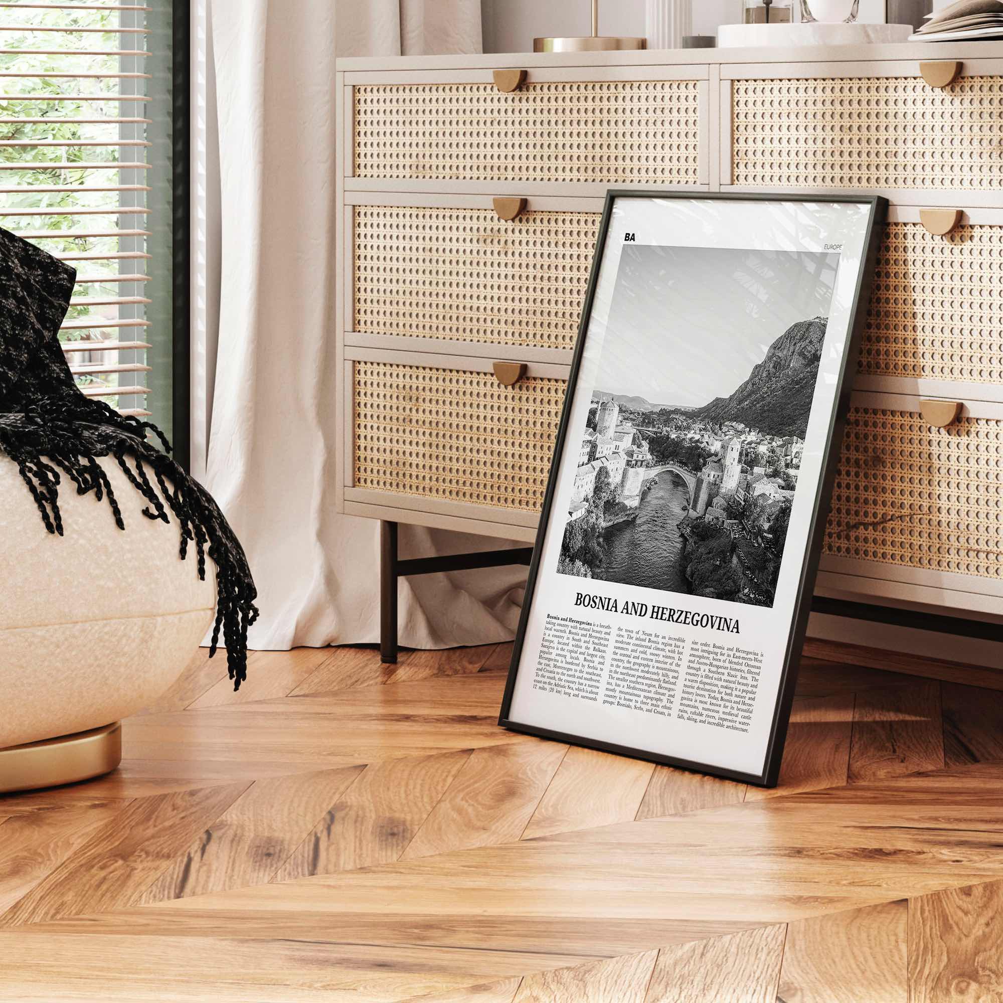 Bosnia and Herzegovina Print Black and White, Bosnia and Herzegovina Art, BiH, B&H, Bosna i Hercegovina, Босна и Херцеговина, Balkan, Europe