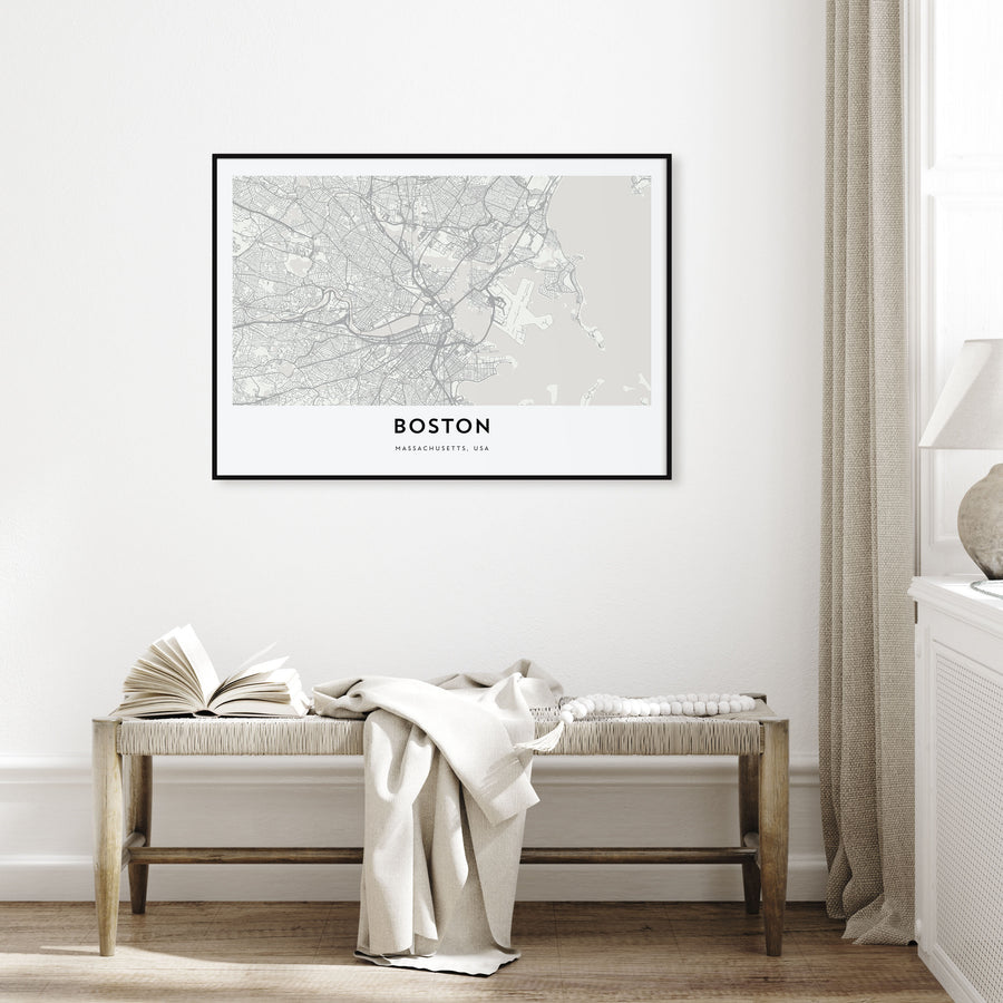 Boston Map Landscape Poster