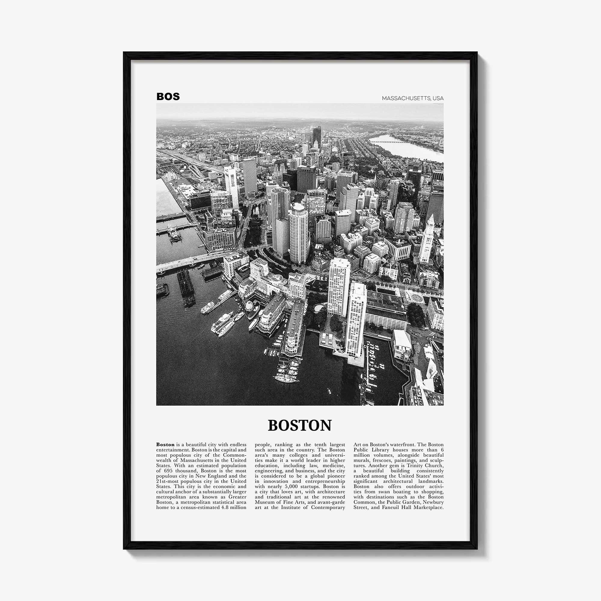 Boston Print Black and White No 1, Boston Wall Art, Boston Poster, Boston Photo, Boston Decor, Massachusetts, USA, United States, America
