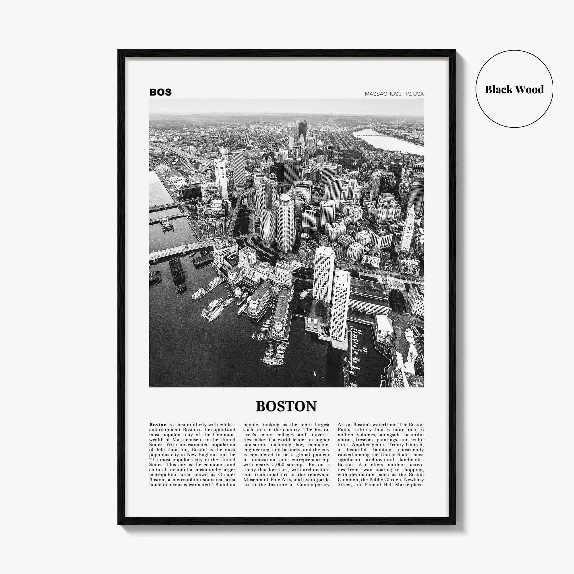 Boston Print Black and White No 1, Boston Wall Art, Boston Poster, Boston Photo, Boston Decor, Massachusetts, USA, United States, America