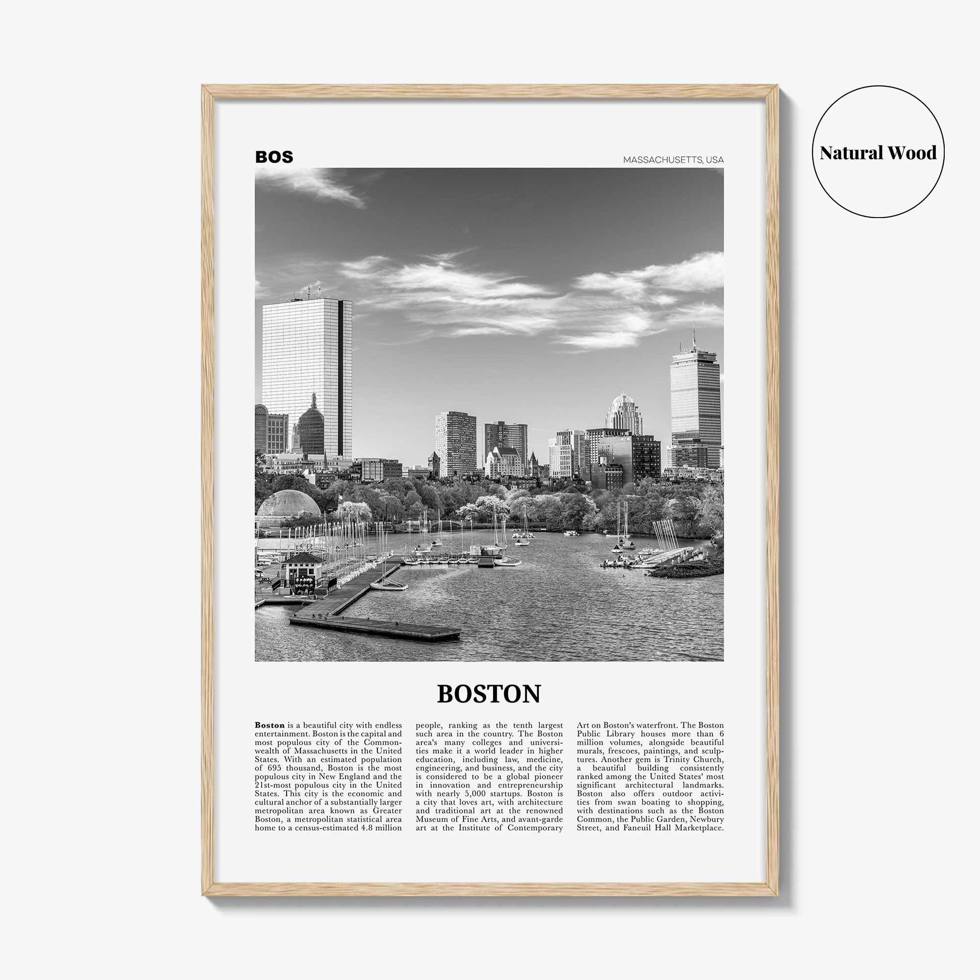 Boston Print Black and White No 2, Boston Wall Art, Boston Poster, Boston Photo, Boston Wall Décor, Boston Map, Massachusetts, USA