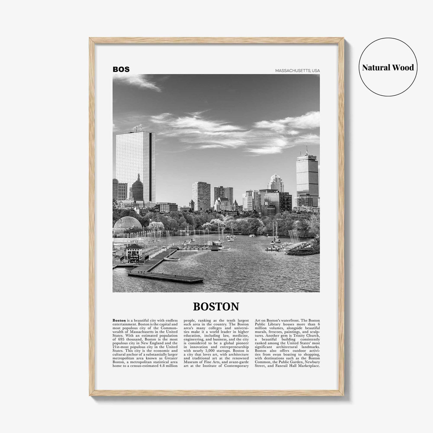 Boston Print Black and White No 2, Boston Wall Art, Boston Poster, Boston Photo, Boston Wall Décor, Boston Map, Massachusetts, USA