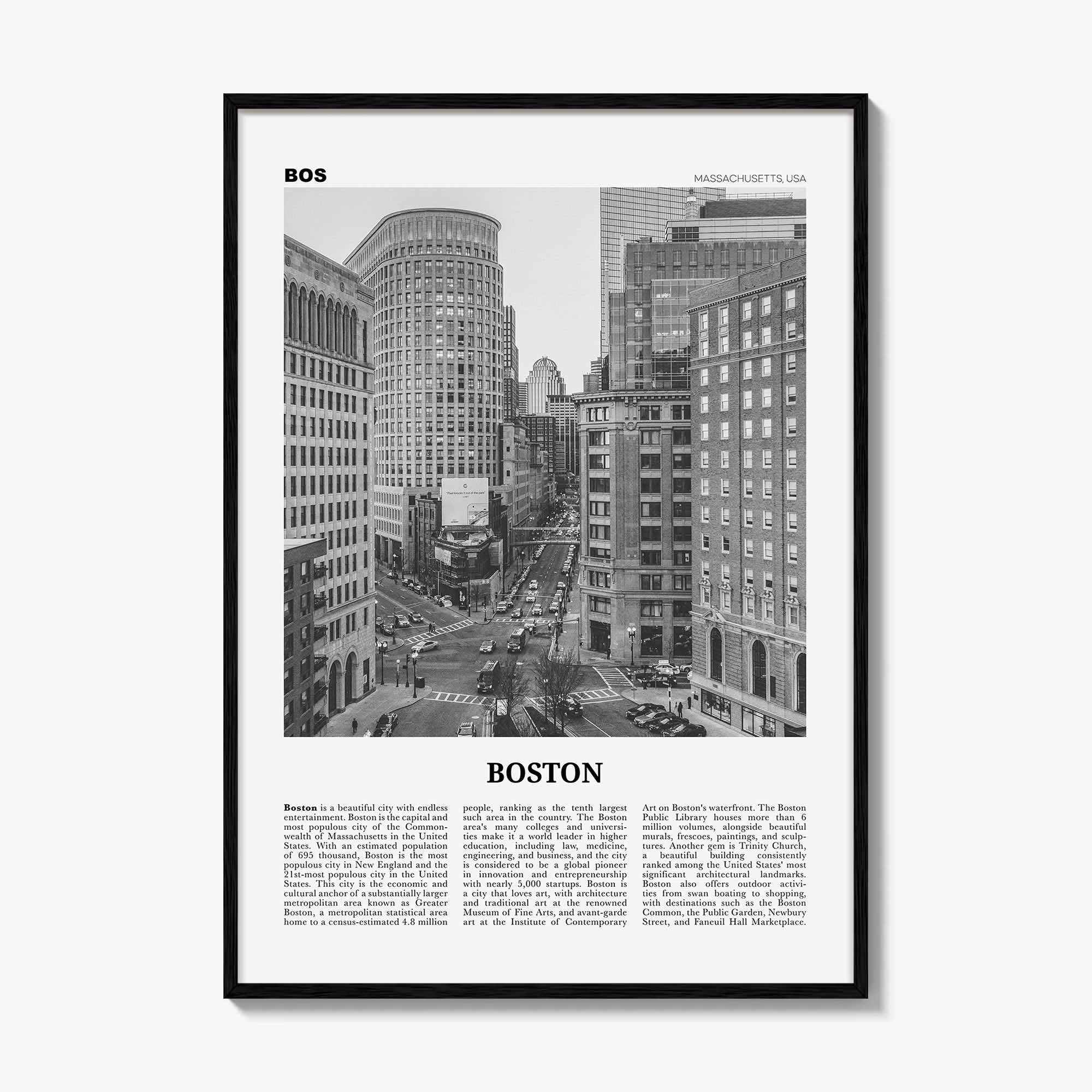 Boston Print Black and White No 4, Boston Wall Art, Boston Poster, Boston Photo, Boston Decor, Massachusetts, USA, United States