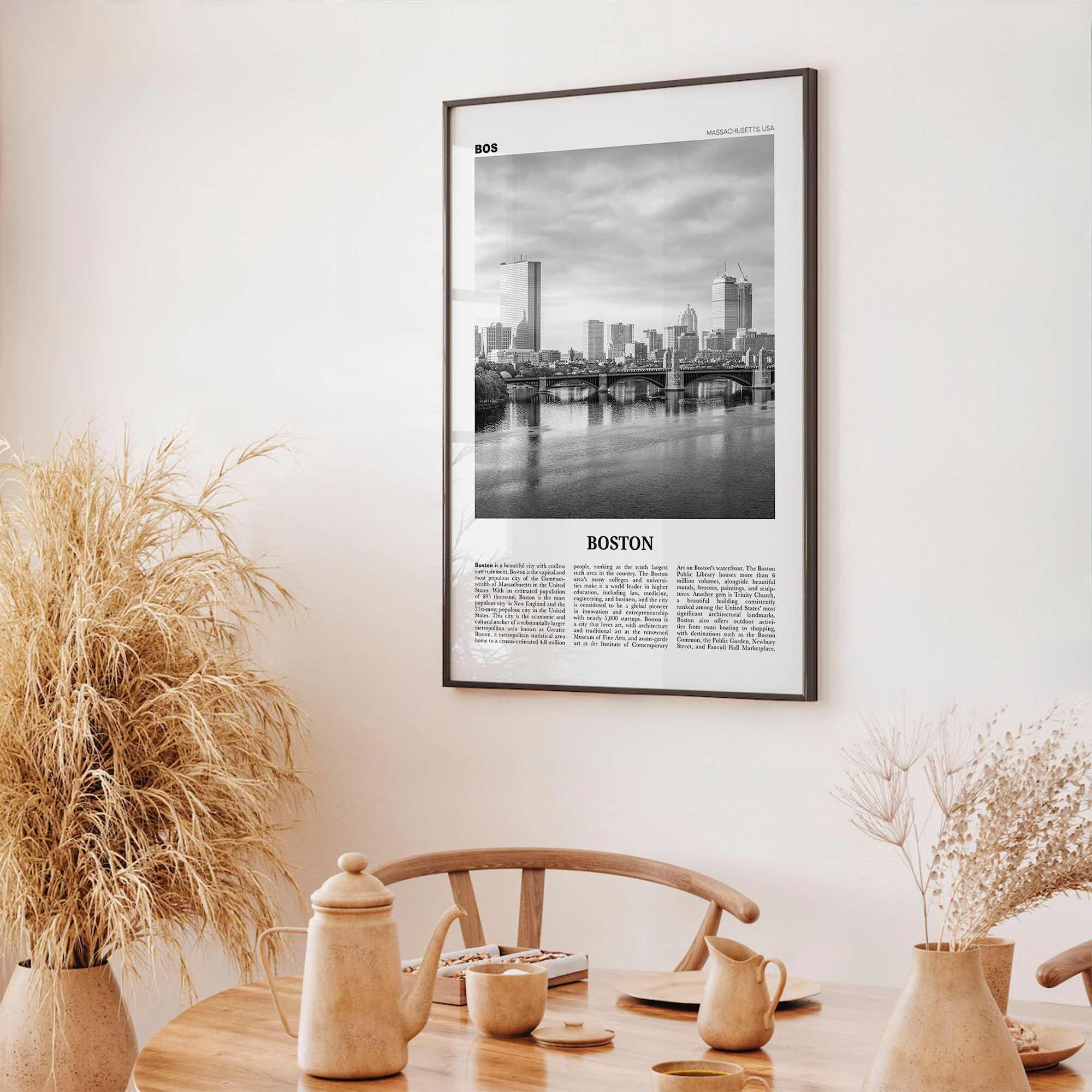 Boston Print Black and White No 5, Boston Wall Art, Boston Poster, Boston Photo, Boston Wall Décor, Boston Map, Massachusetts, USA