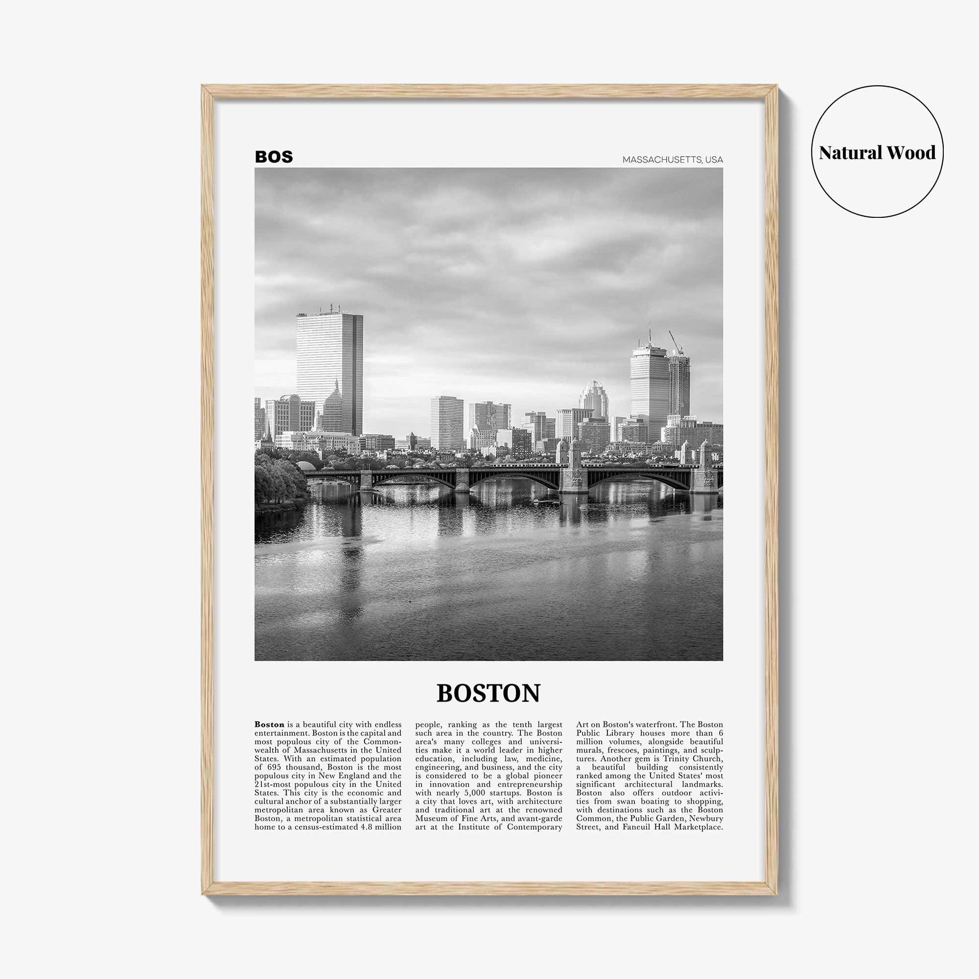 Boston Print Black and White No 5, Boston Wall Art, Boston Poster, Boston Photo, Boston Wall Décor, Boston Map, Massachusetts, USA