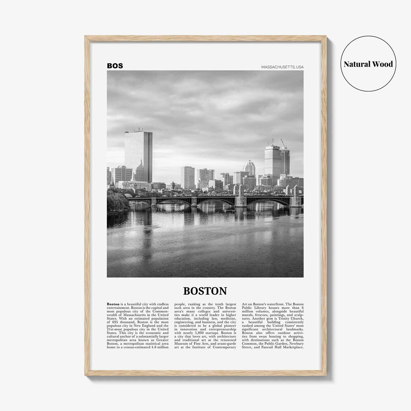 Boston Print Black and White No 5, Boston Wall Art, Boston Poster, Boston Photo, Boston Wall Décor, Boston Map, Massachusetts, USA