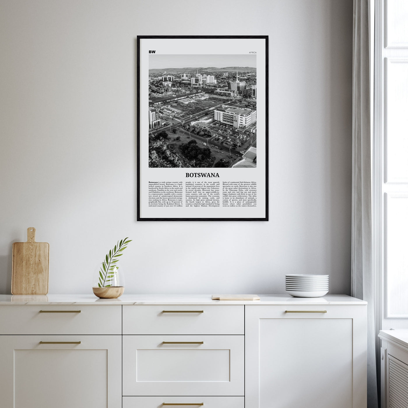 Botswana Travel B&W Poster