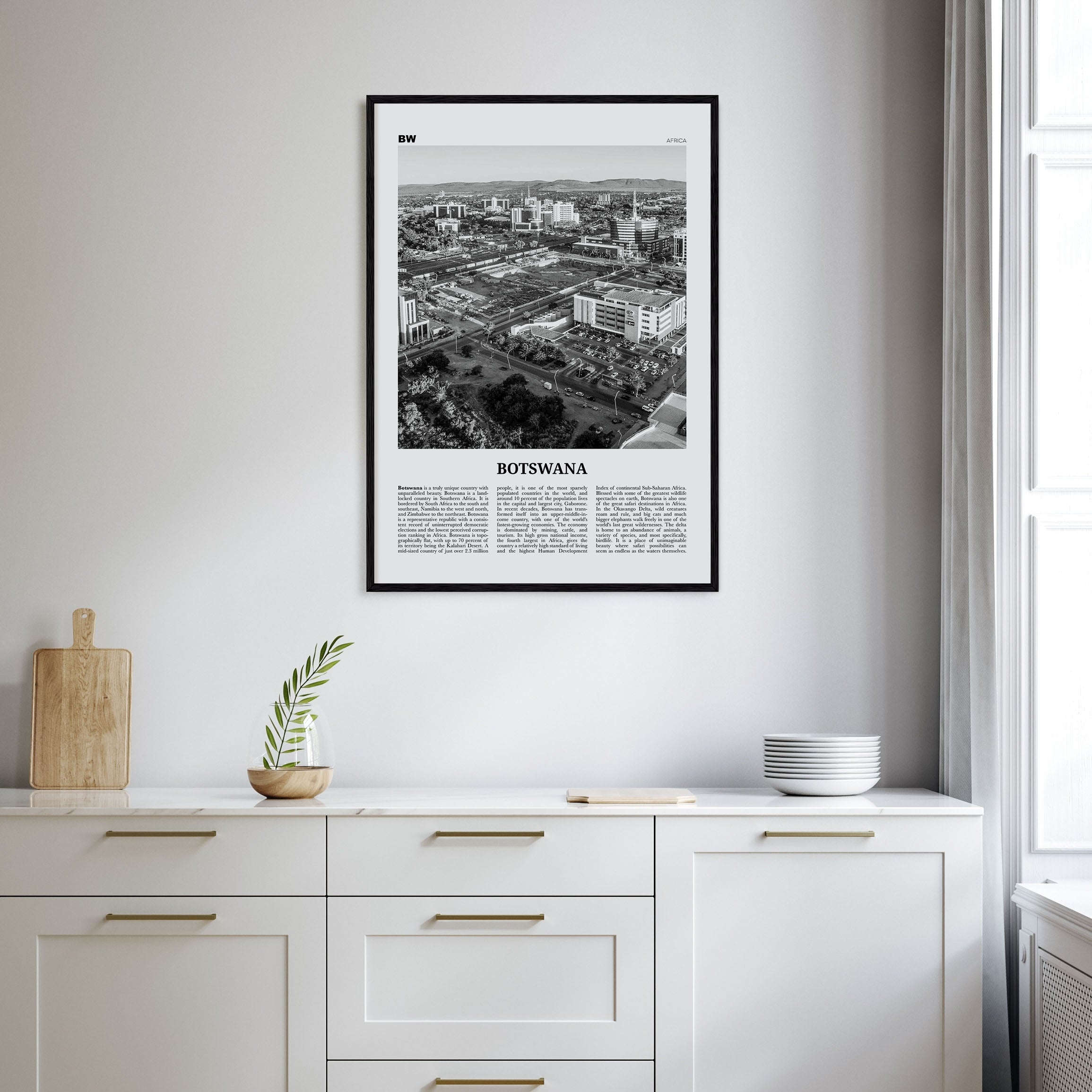 Botswana Travel B&W Poster