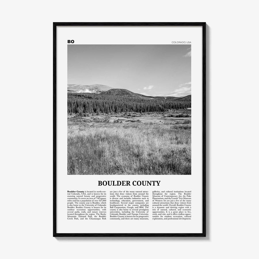 Boulder County Print Black and White, Boulder County Wall Art, Boulder County Poster, Boulder County Photo, Boulder Wall Décor, Boulder Map