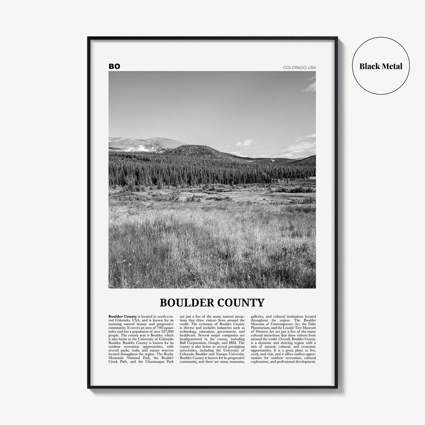 Boulder County Print Black and White, Boulder County Wall Art, Boulder County Poster, Boulder County Photo, Boulder Wall Décor, Boulder Map