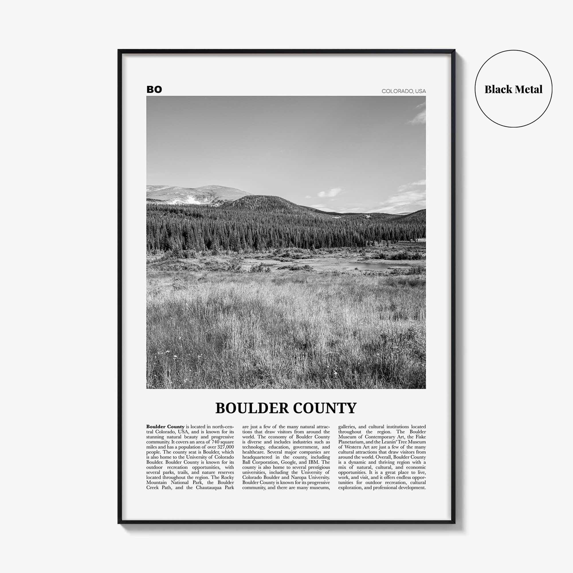 Boulder County Print Black and White, Boulder County Wall Art, Boulder County Poster, Boulder County Photo, Boulder Wall Décor, Boulder Map