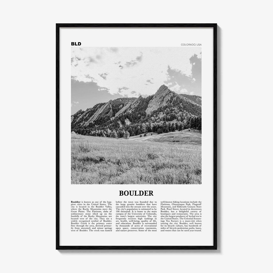 Boulder Print Black and White No 1, Boulder Wall Art, Boulder Poster, Boulder Photo, Boulder Décor, Colorado, USA, United States