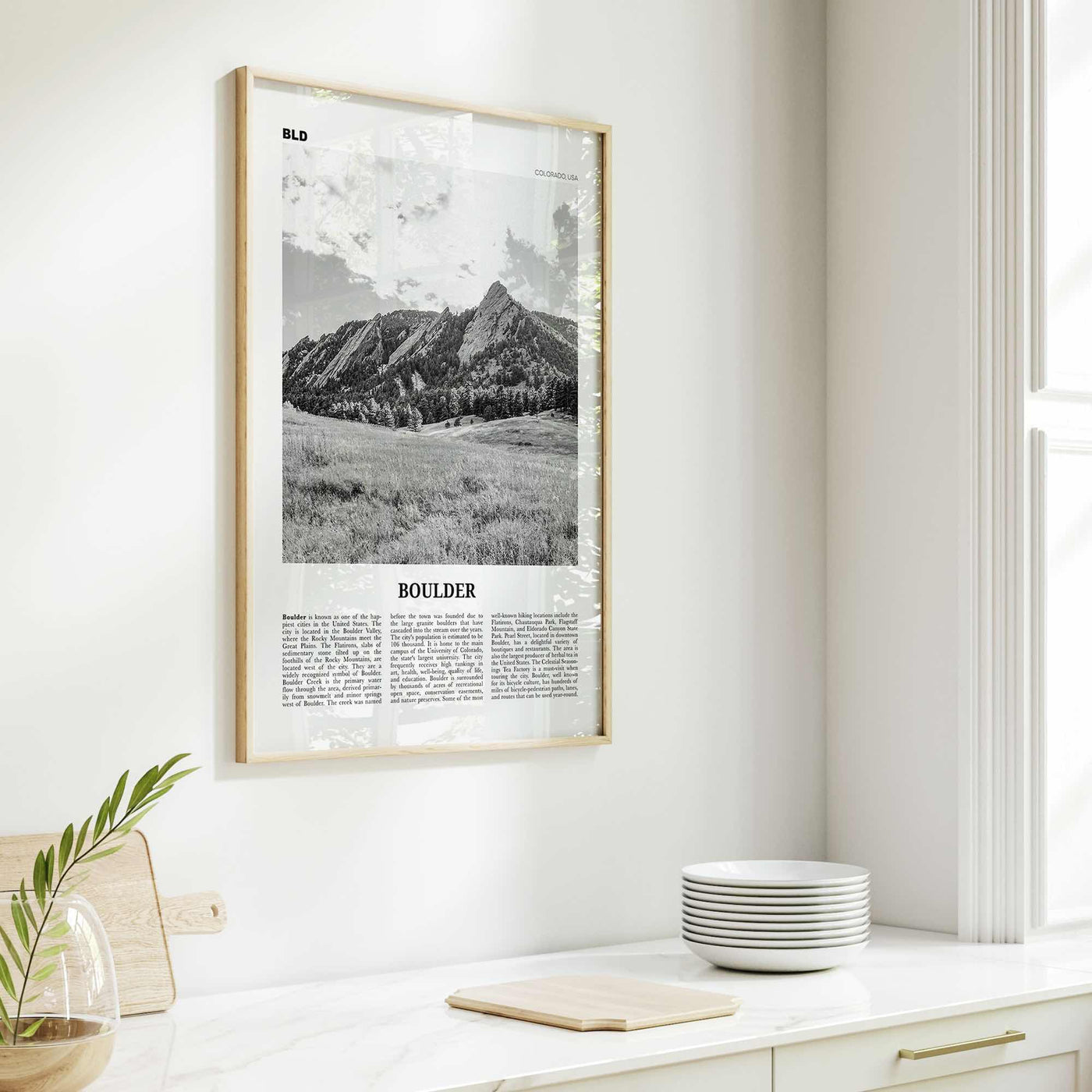 Boulder Print Black and White No 1, Boulder Wall Art, Boulder Poster, Boulder Photo, Boulder Décor, Colorado, USA, United States