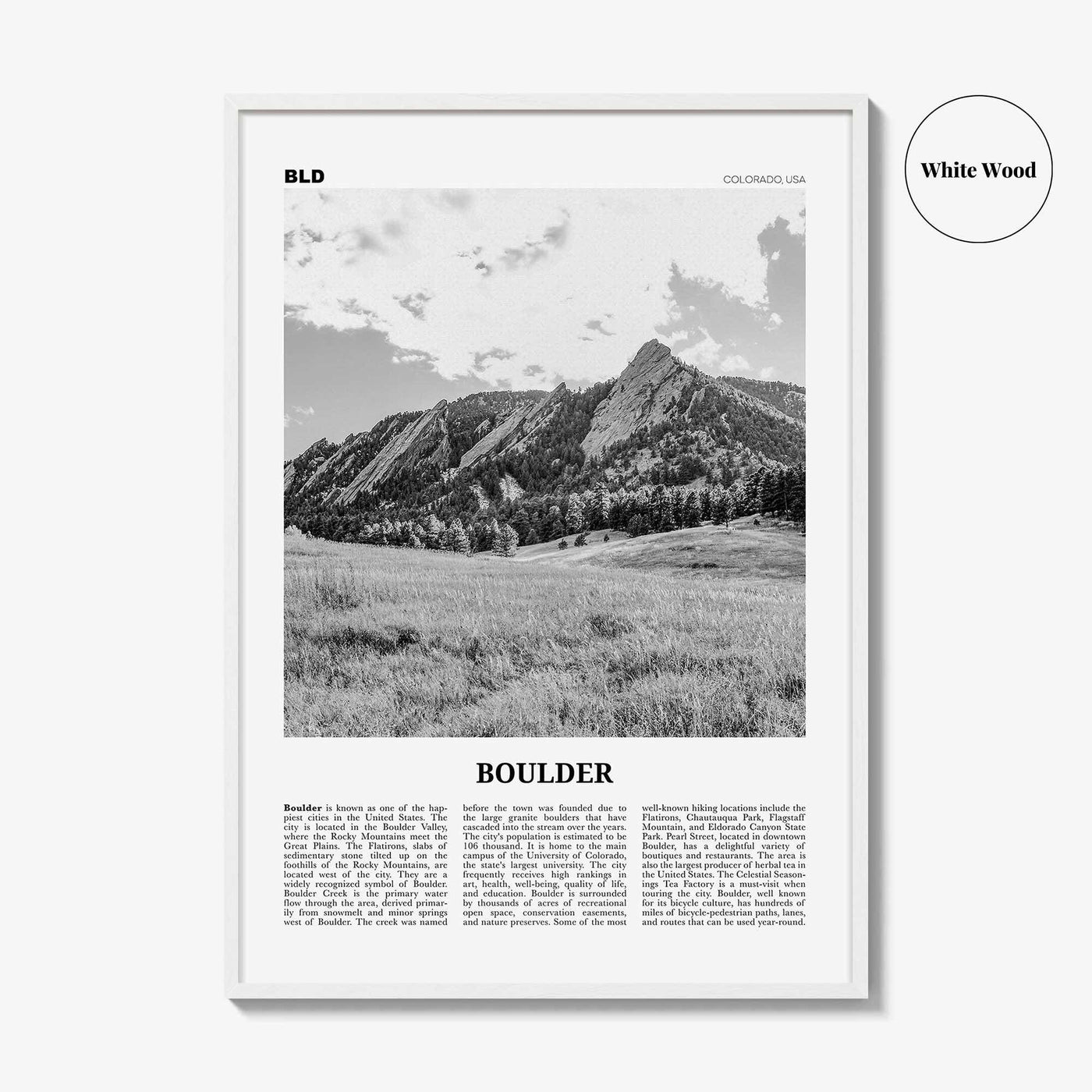 Boulder Print Black and White No 1, Boulder Wall Art, Boulder Poster, Boulder Photo, Boulder Décor, Colorado, USA, United States
