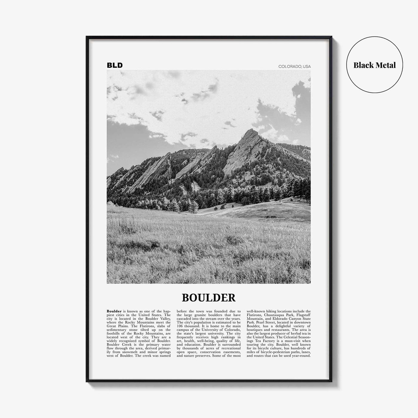 Boulder Print Black and White No 1, Boulder Wall Art, Boulder Poster, Boulder Photo, Boulder Décor, Colorado, USA, United States