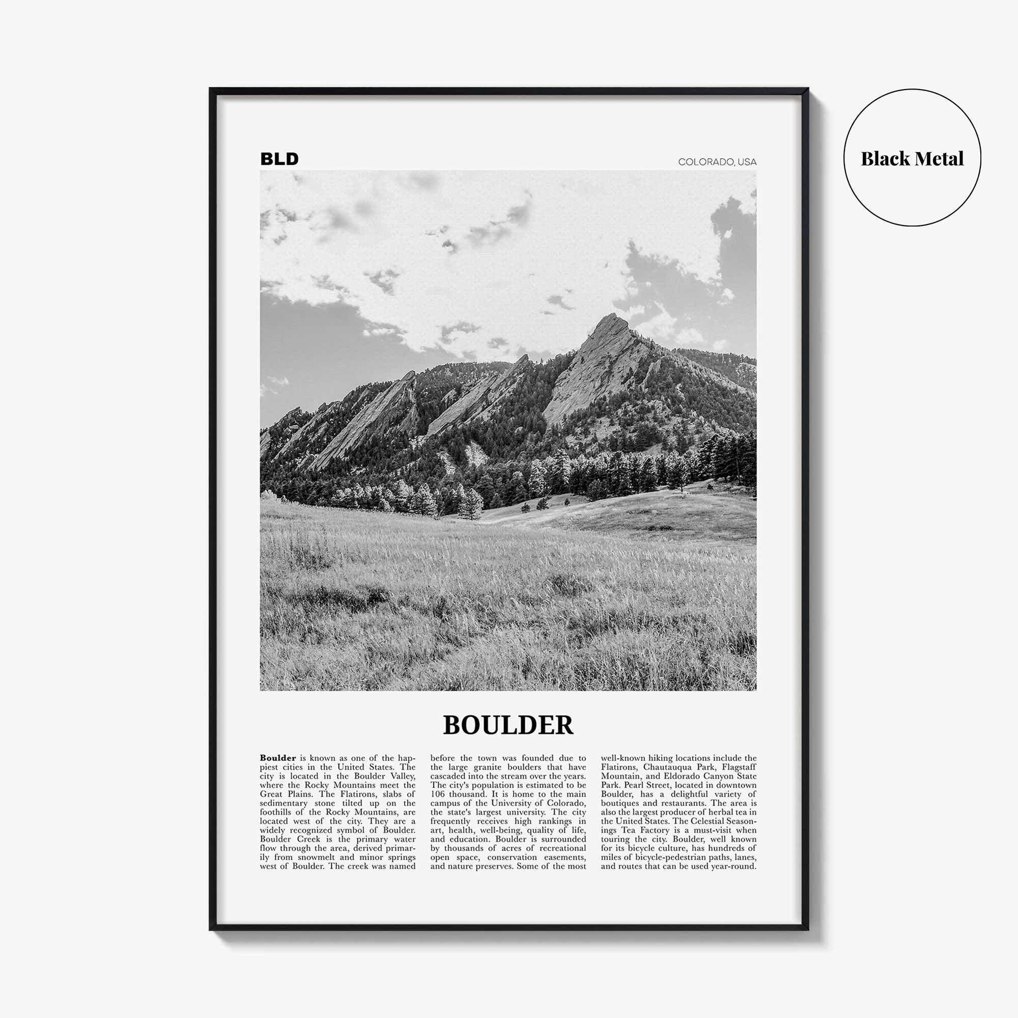 Boulder Print Black and White No 1, Boulder Wall Art, Boulder Poster, Boulder Photo, Boulder Décor, Colorado, USA, United States