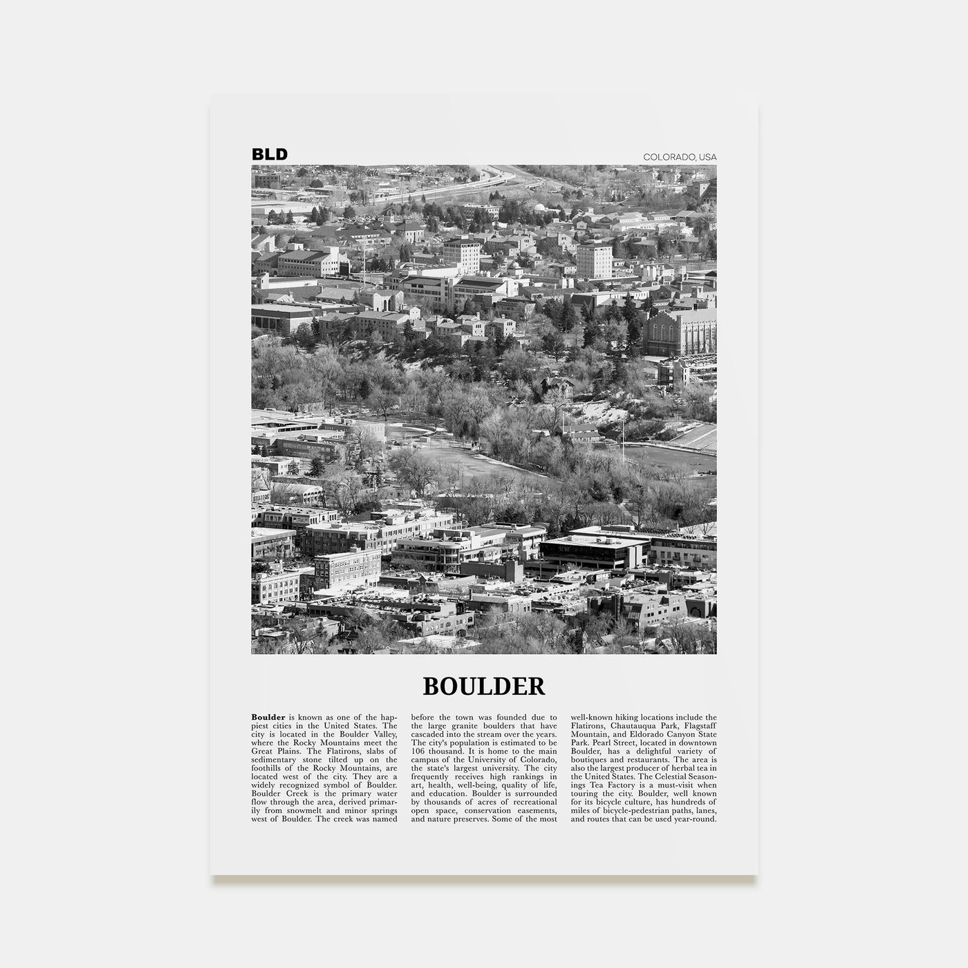 Boulder Travel B&W No 2 Poster
