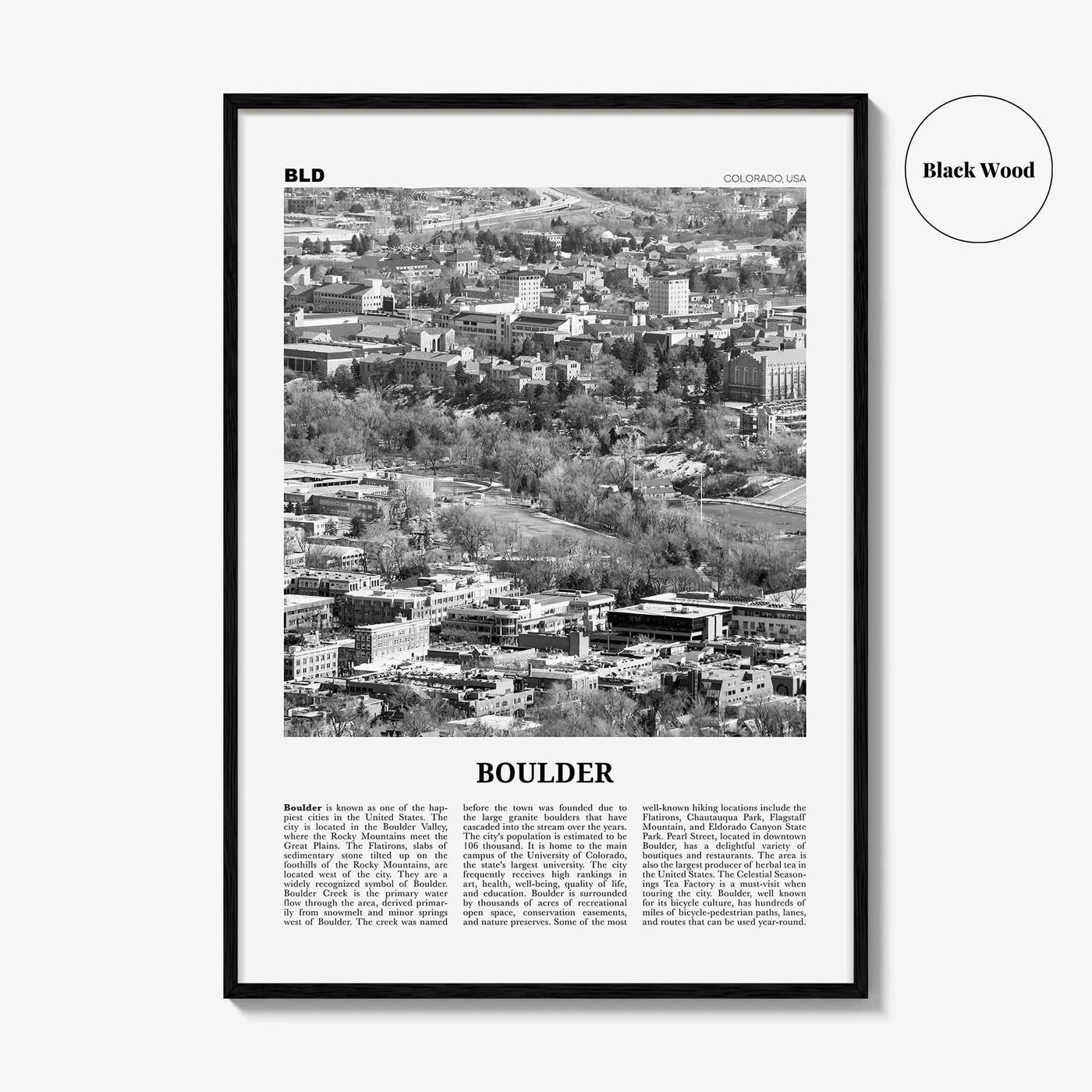 Boulder Print Black and White No 2, Boulder Wall Art, Boulder Poster, Boulder Photo, Boulder Décor, Colorado, USA, United States, America
