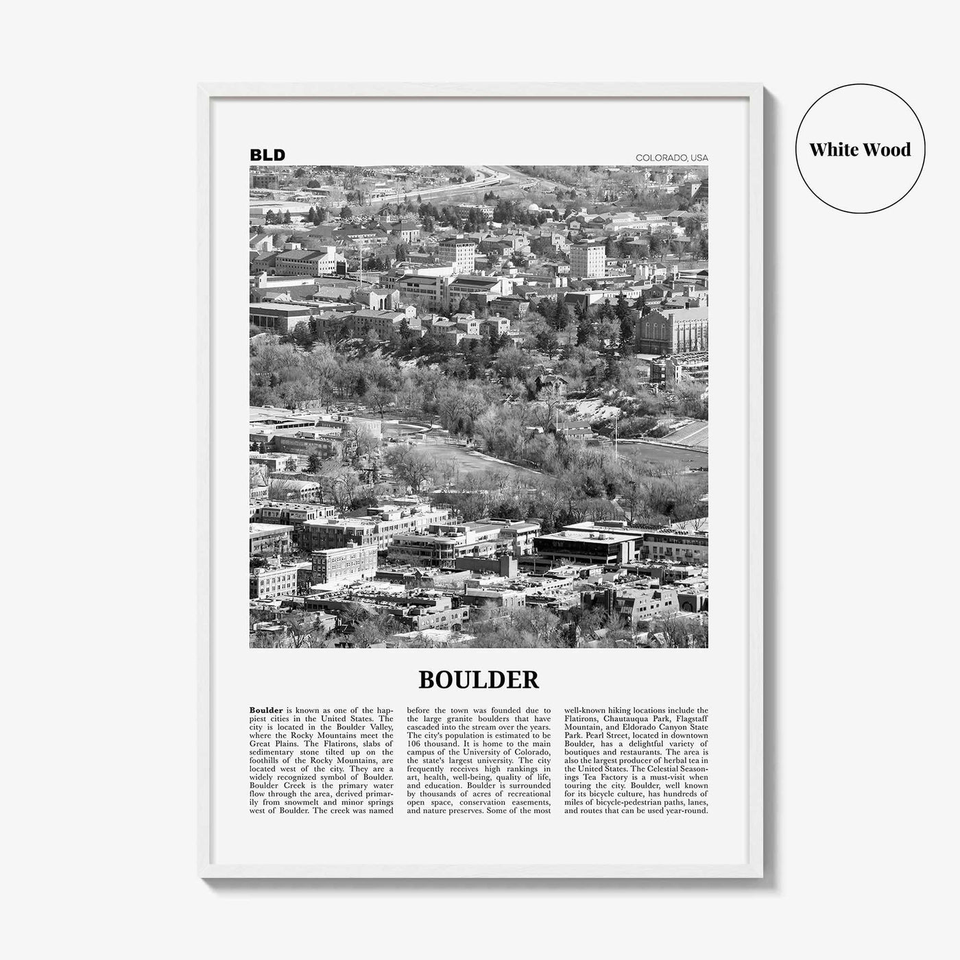 Boulder Print Black and White No 2, Boulder Wall Art, Boulder Poster, Boulder Photo, Boulder Décor, Colorado, USA, United States, America