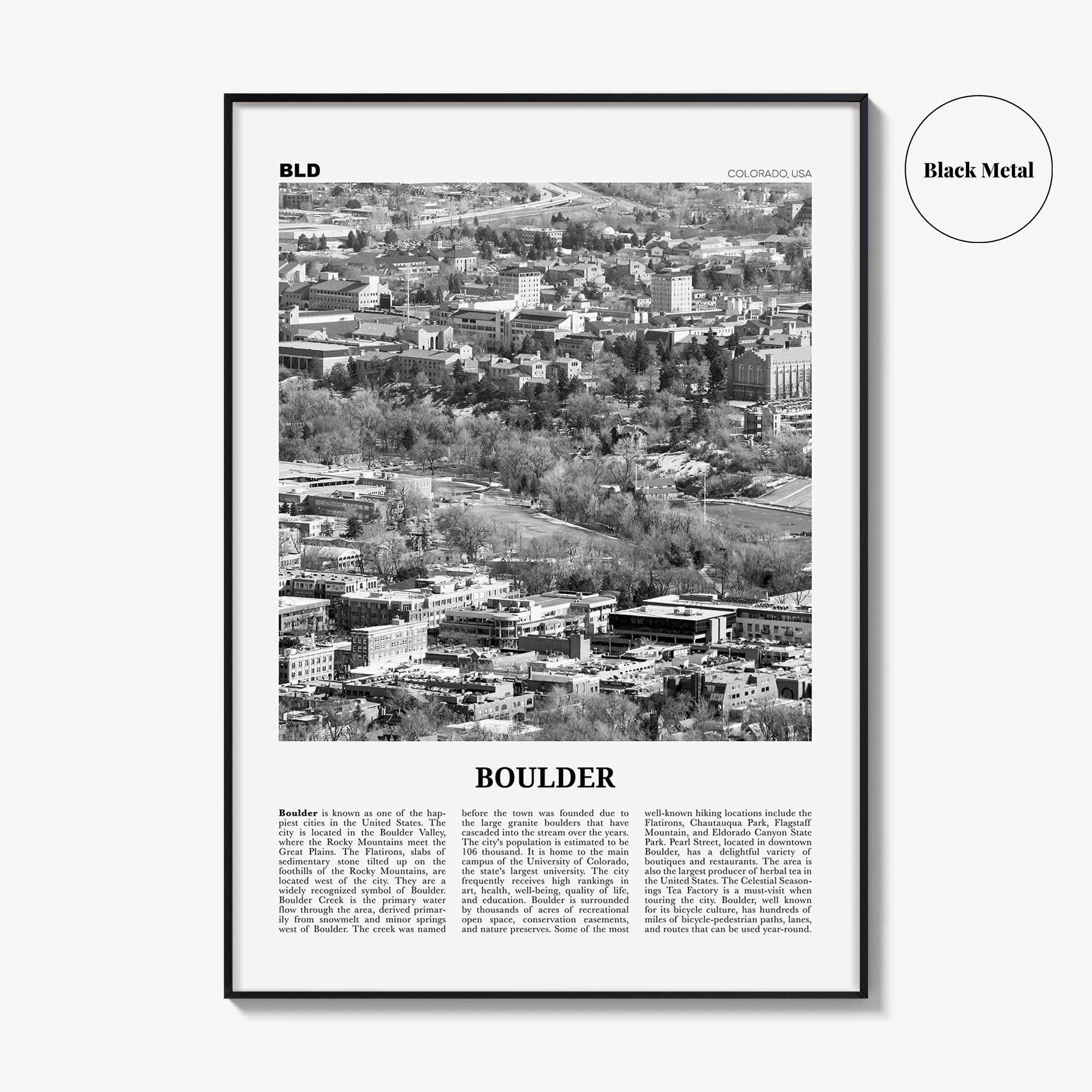 Boulder Print Black and White No 2, Boulder Wall Art, Boulder Poster, Boulder Photo, Boulder Décor, Colorado, USA, United States, America