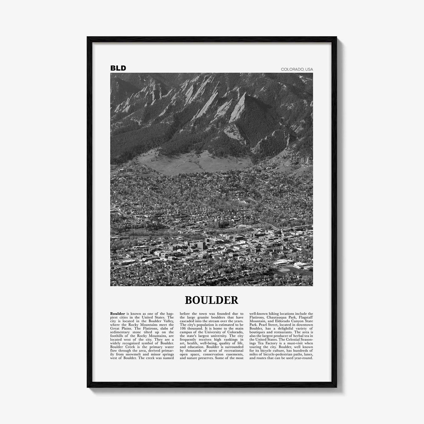 Boulder Print Black and White No 3, Boulder Wall Art, Boulder Poster, Boulder Photo, Boulder Décor, Colorado, USA, United States, America