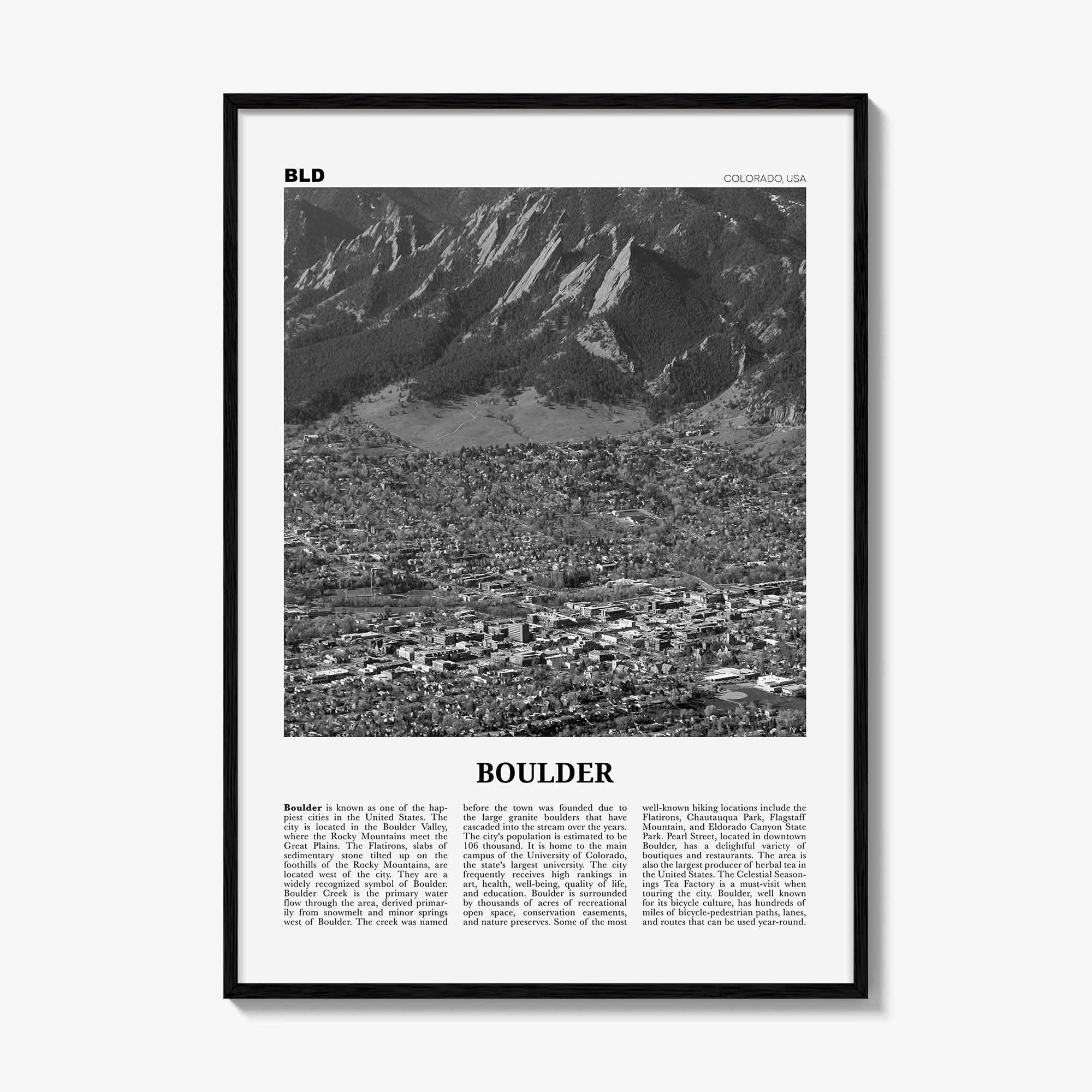 Boulder Print Black and White No 3, Boulder Wall Art, Boulder Poster, Boulder Photo, Boulder Décor, Colorado, USA, United States, America