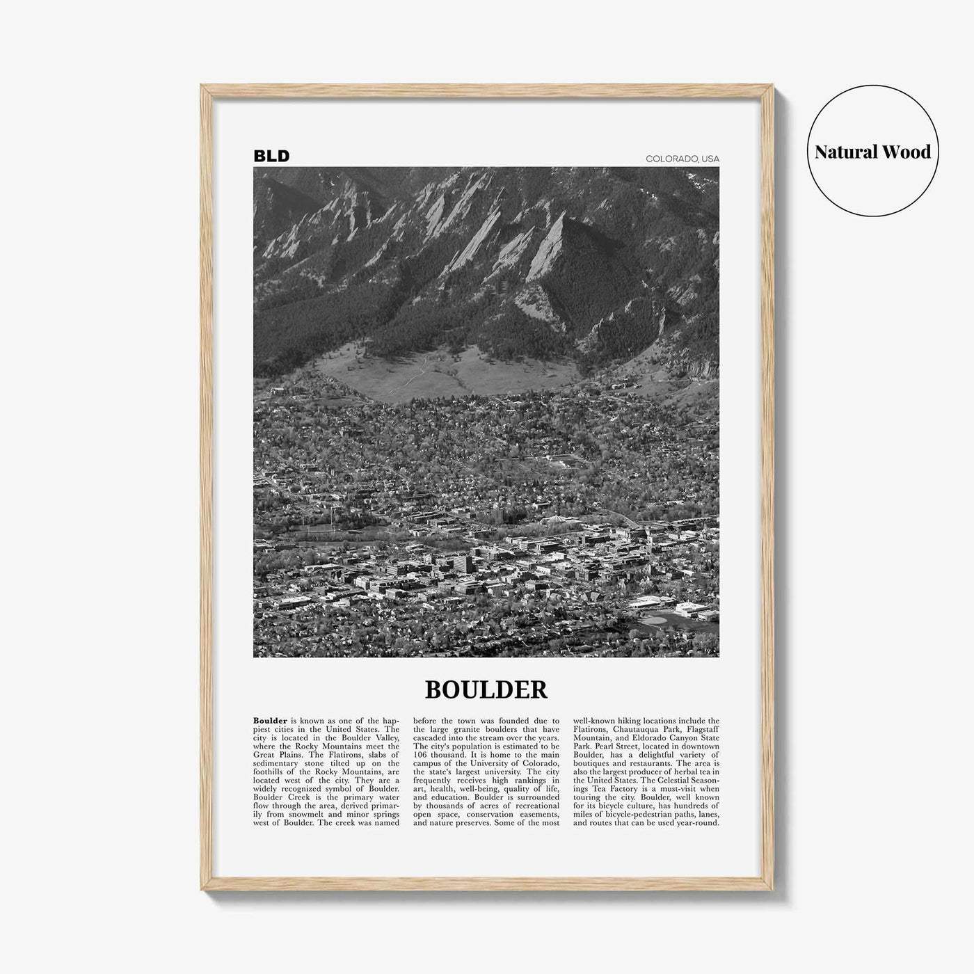 Boulder Print Black and White No 3, Boulder Wall Art, Boulder Poster, Boulder Photo, Boulder Décor, Colorado, USA, United States, America