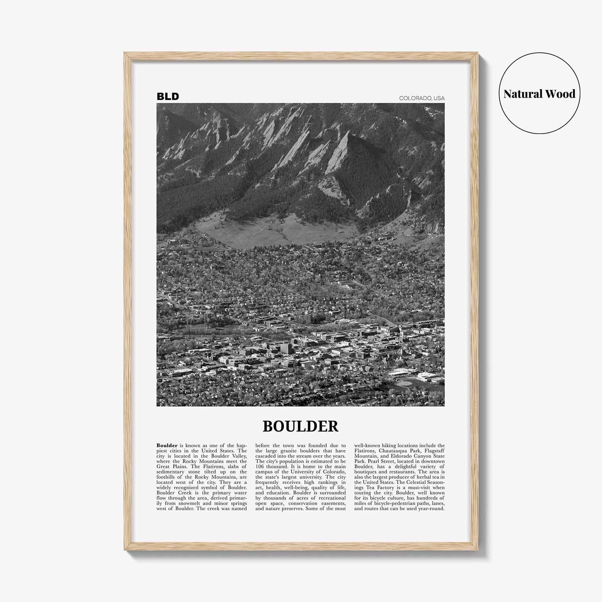 Boulder Print Black and White No 3, Boulder Wall Art, Boulder Poster, Boulder Photo, Boulder Décor, Colorado, USA, United States, America