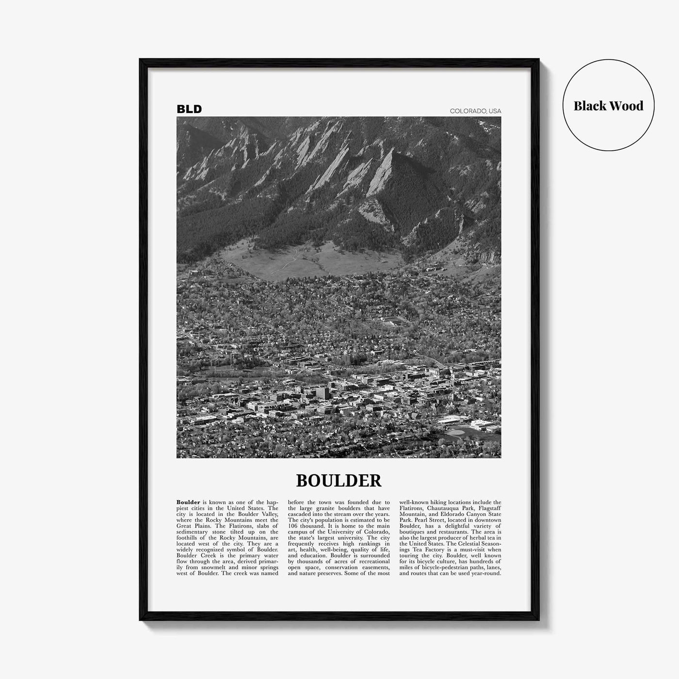 Boulder Print Black and White No 3, Boulder Wall Art, Boulder Poster, Boulder Photo, Boulder Décor, Colorado, USA, United States, America