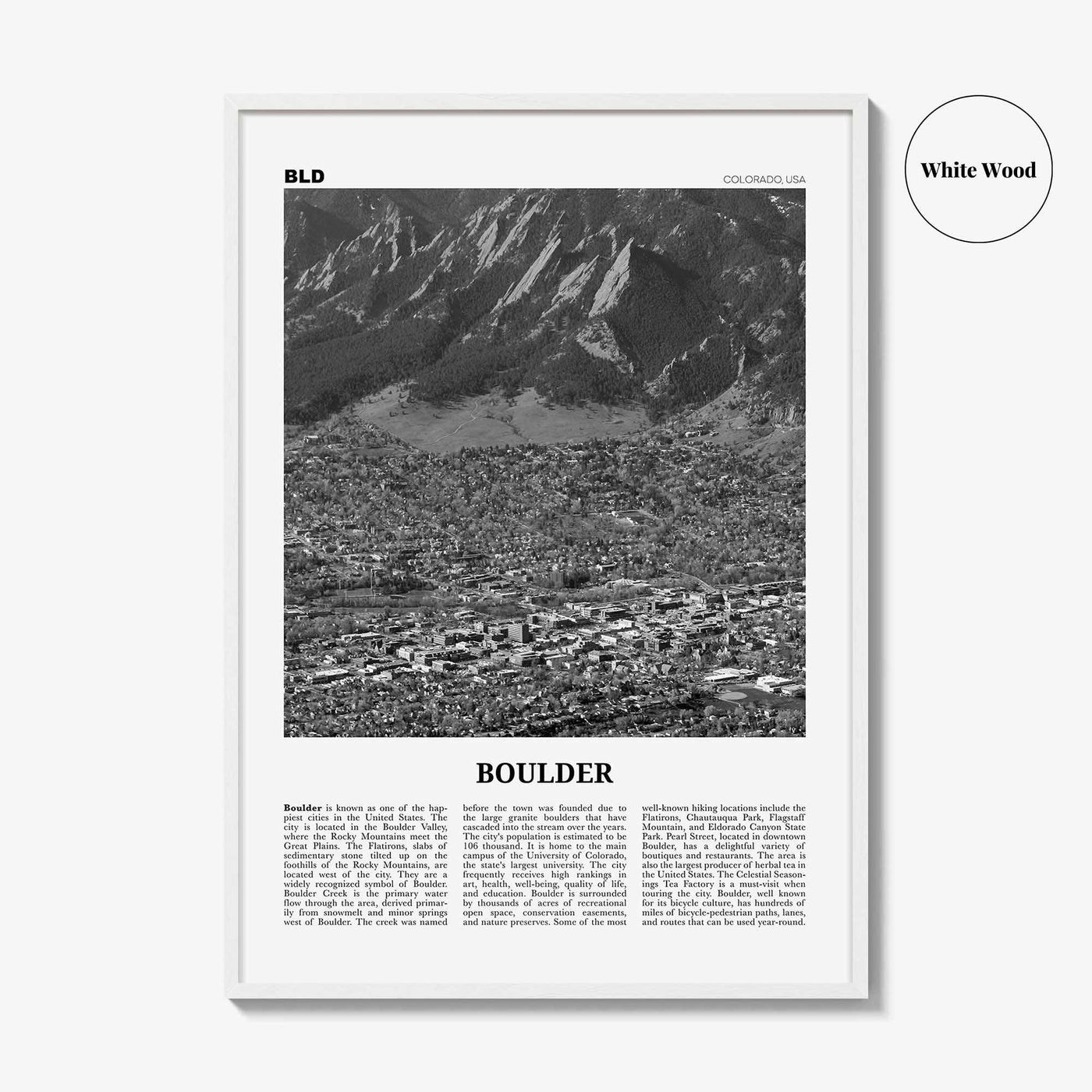 Boulder Print Black and White No 3, Boulder Wall Art, Boulder Poster, Boulder Photo, Boulder Décor, Colorado, USA, United States, America