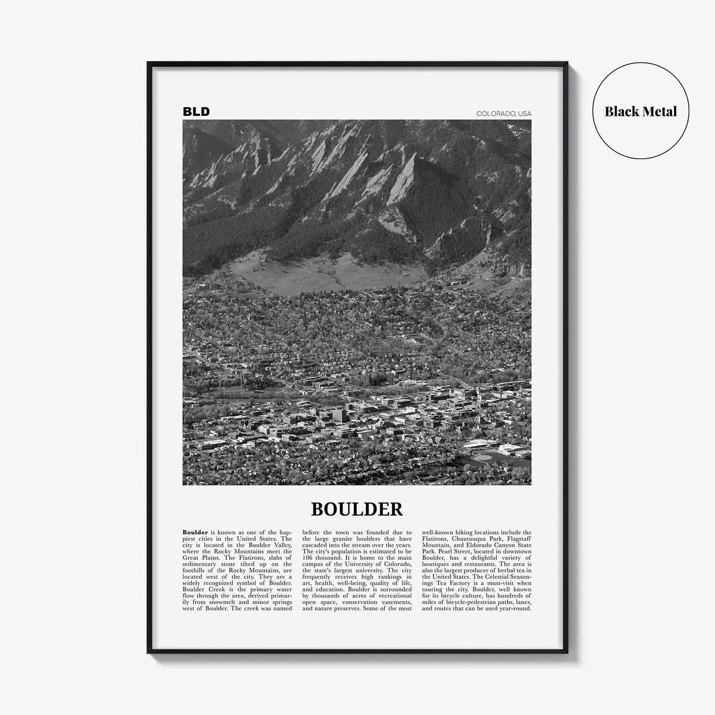 Boulder Print Black and White No 3, Boulder Wall Art, Boulder Poster, Boulder Photo, Boulder Décor, Colorado, USA, United States, America