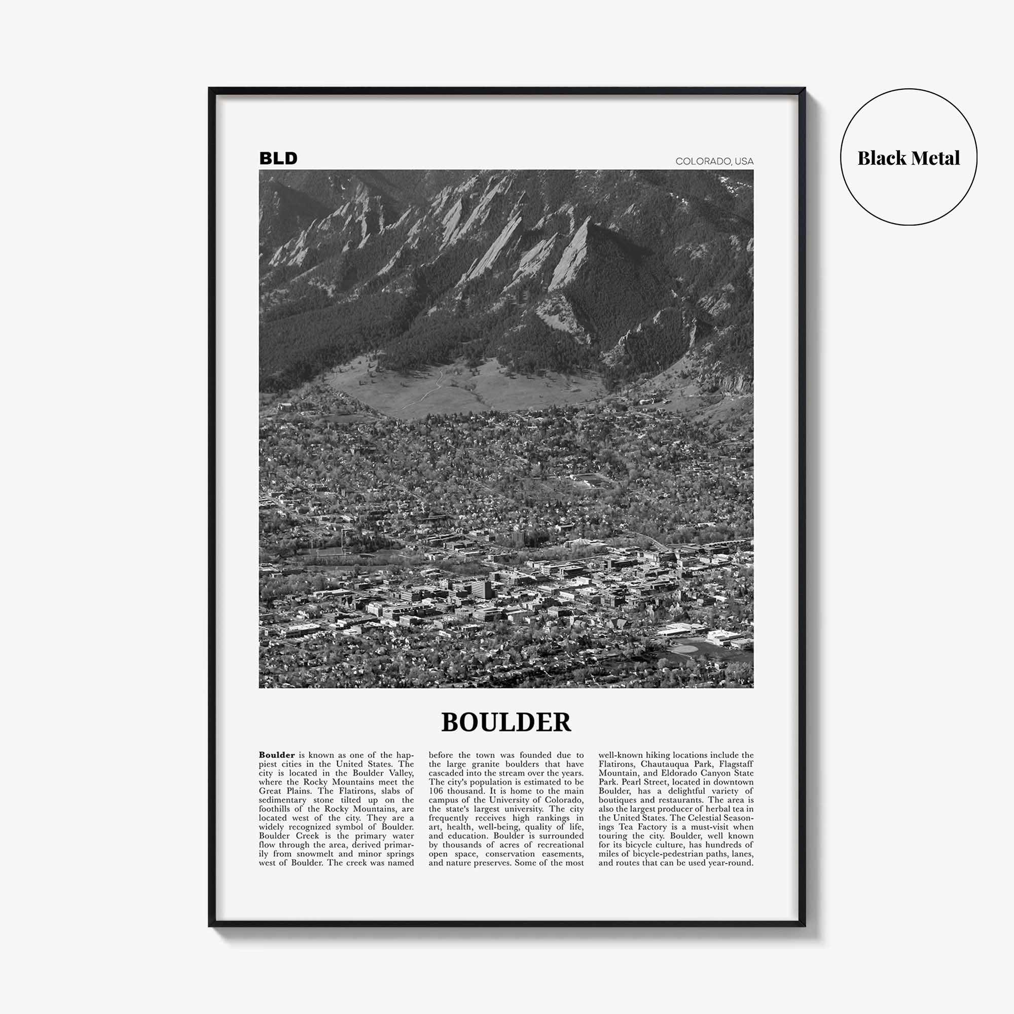 Boulder Print Black and White No 3, Boulder Wall Art, Boulder Poster, Boulder Photo, Boulder Décor, Colorado, USA, United States, America