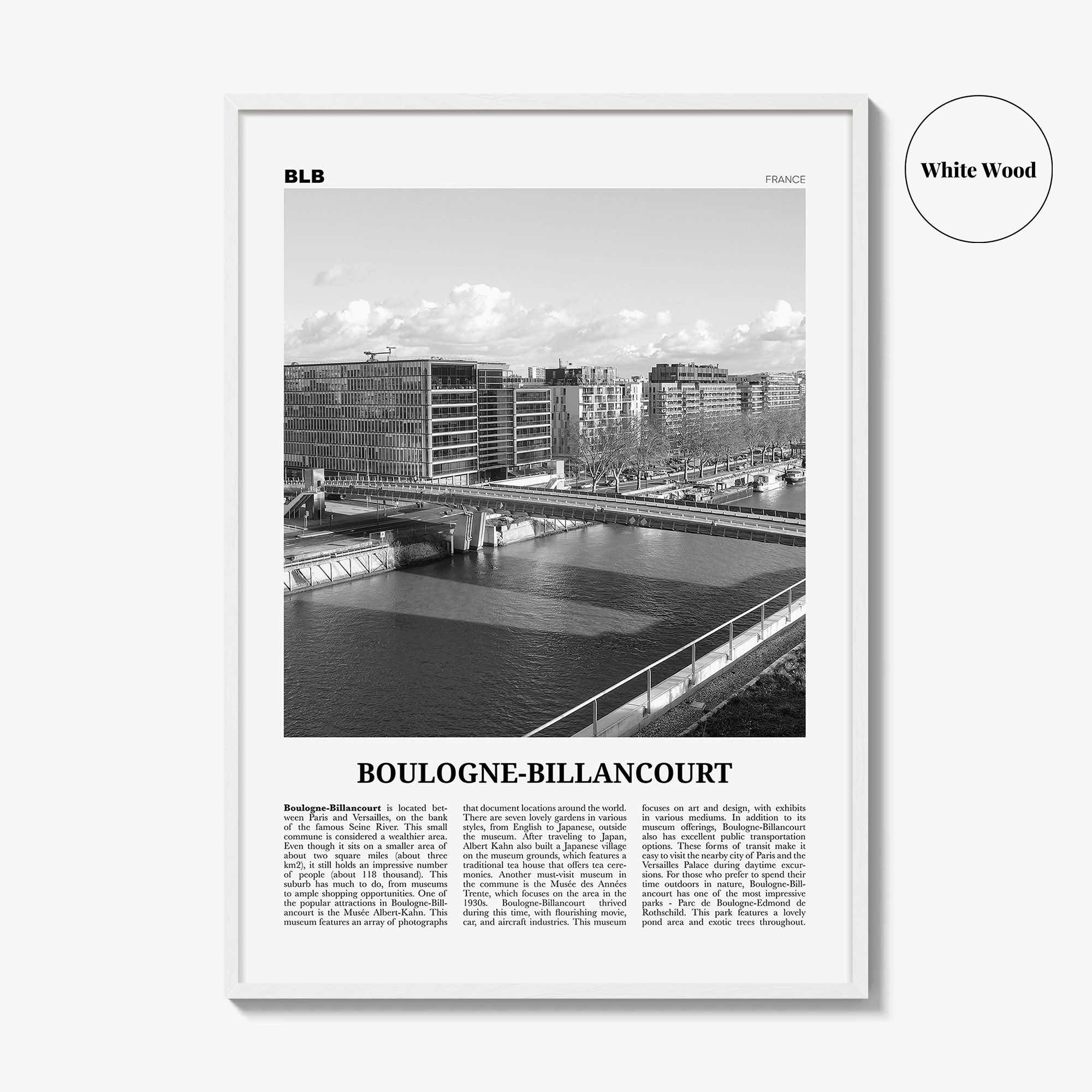 Boulogne Billancourt Print Black and White, Boulogne-Billancourt Art, Boulogne-Billancourt Poster, Boulogne-Billancourt Photo, Décor, Map