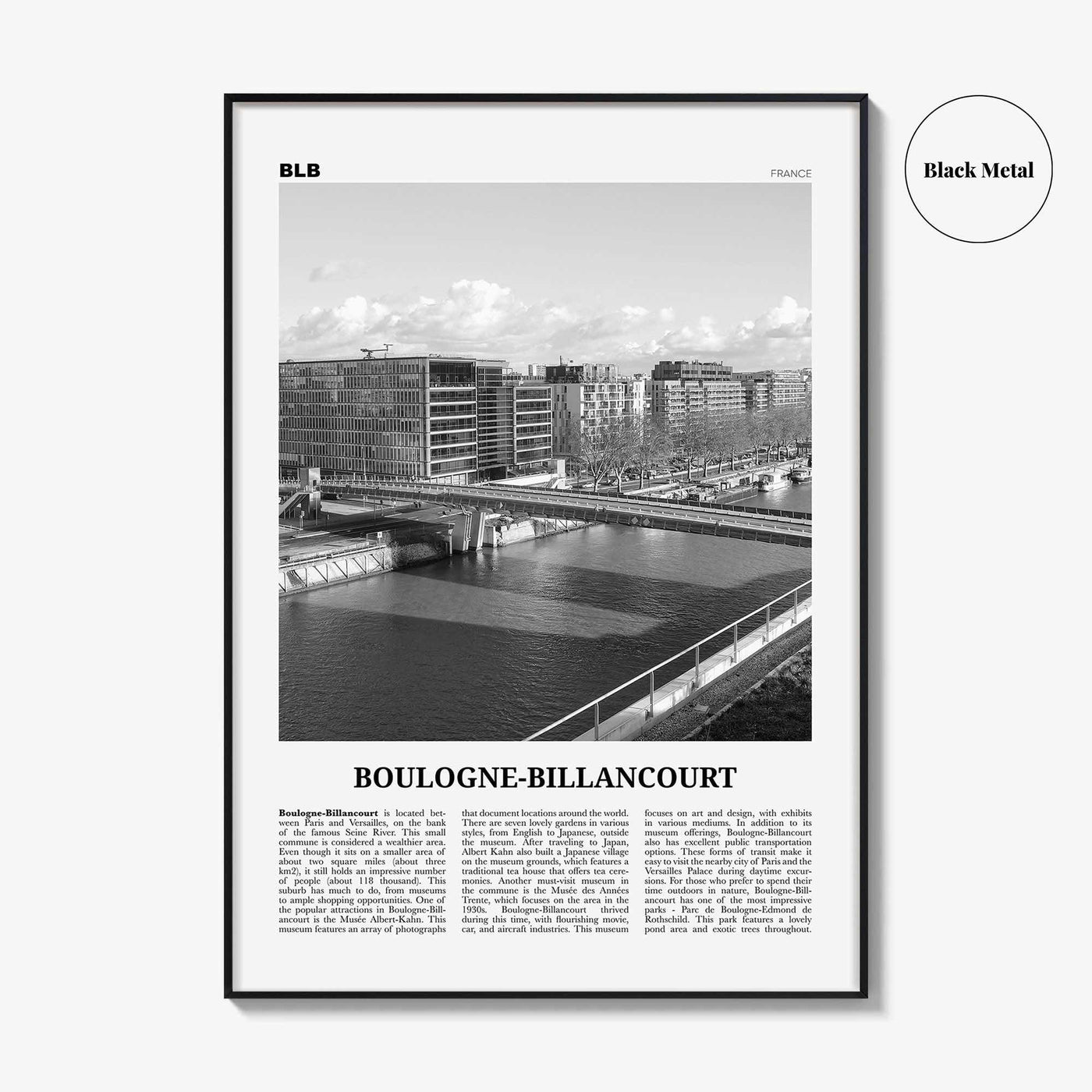 Boulogne Billancourt Print Black and White, Boulogne-Billancourt Art, Boulogne-Billancourt Poster, Boulogne-Billancourt Photo, Décor, Map