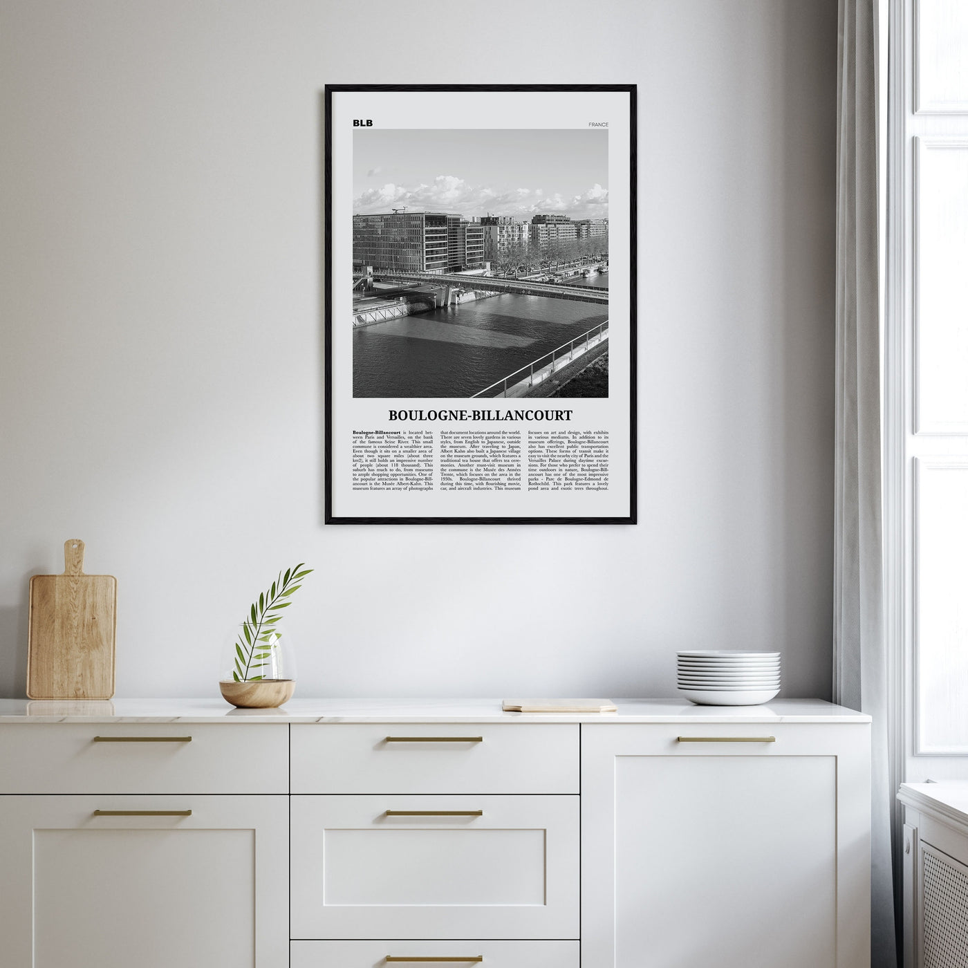 Boulogne-Billancourt Travel B&W Poster