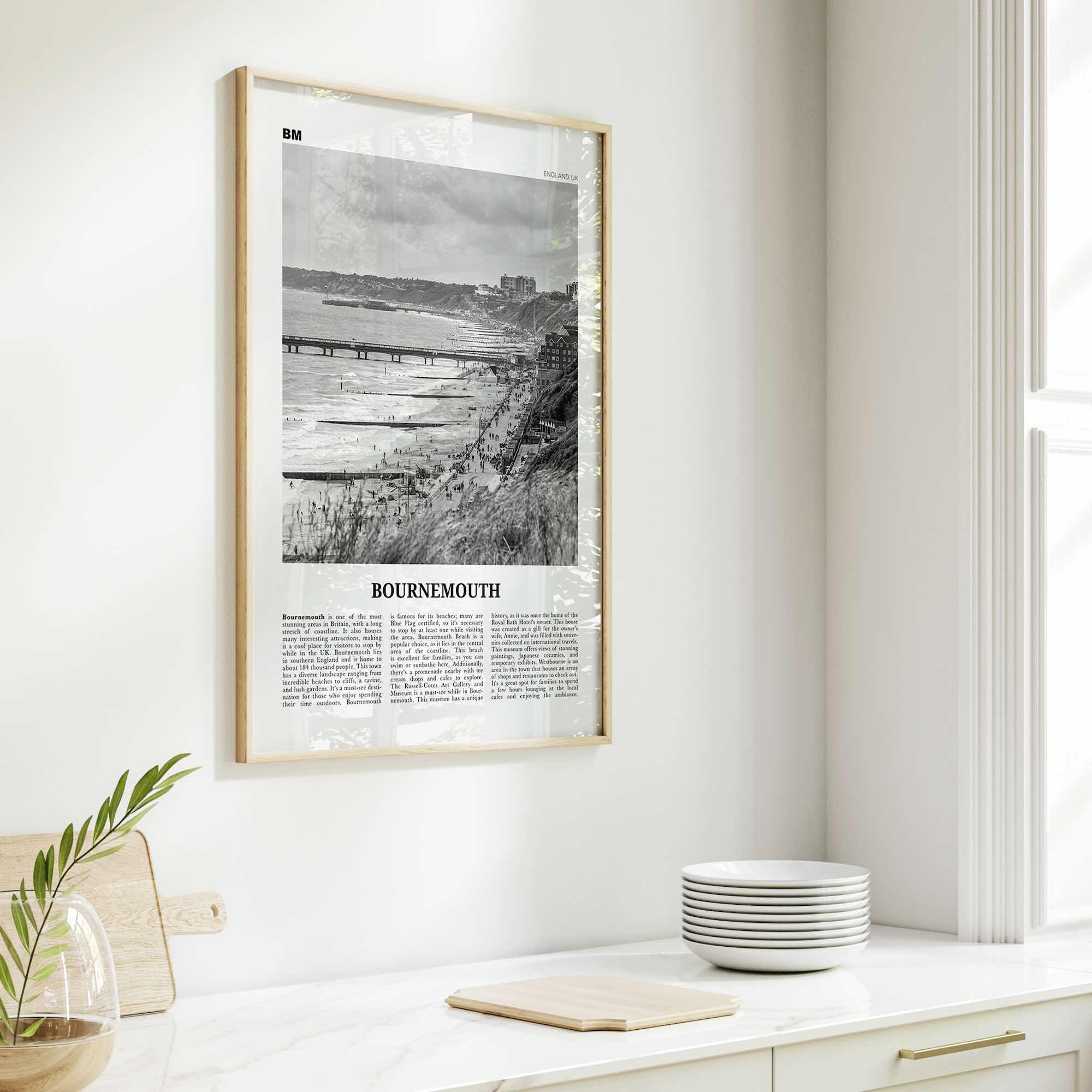 Bournemouth Print Black and White, Bournemouth Wall Art, Bournemouth Poster, Bournemouth Photo, Bournemouth Wall Décor, Bournemouth Map,