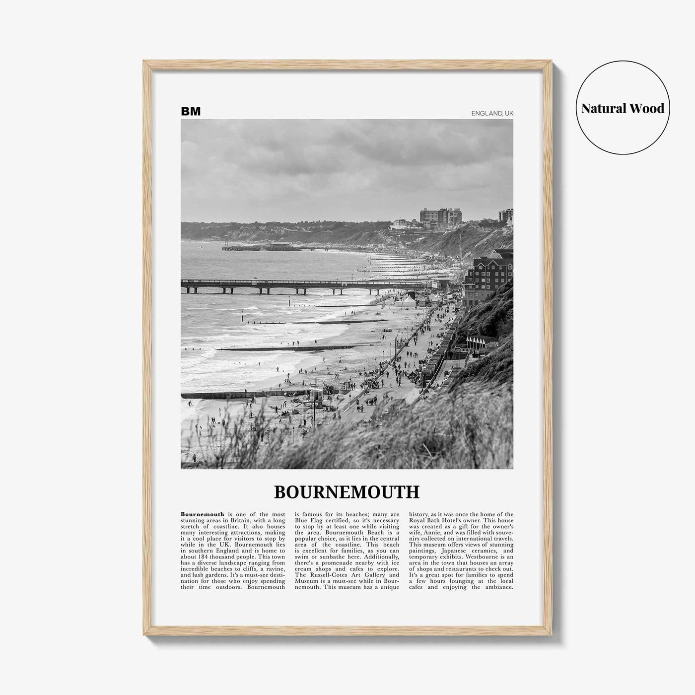 Bournemouth Print Black and White, Bournemouth Wall Art, Bournemouth Poster, Bournemouth Photo, Bournemouth Wall Décor, Bournemouth Map,