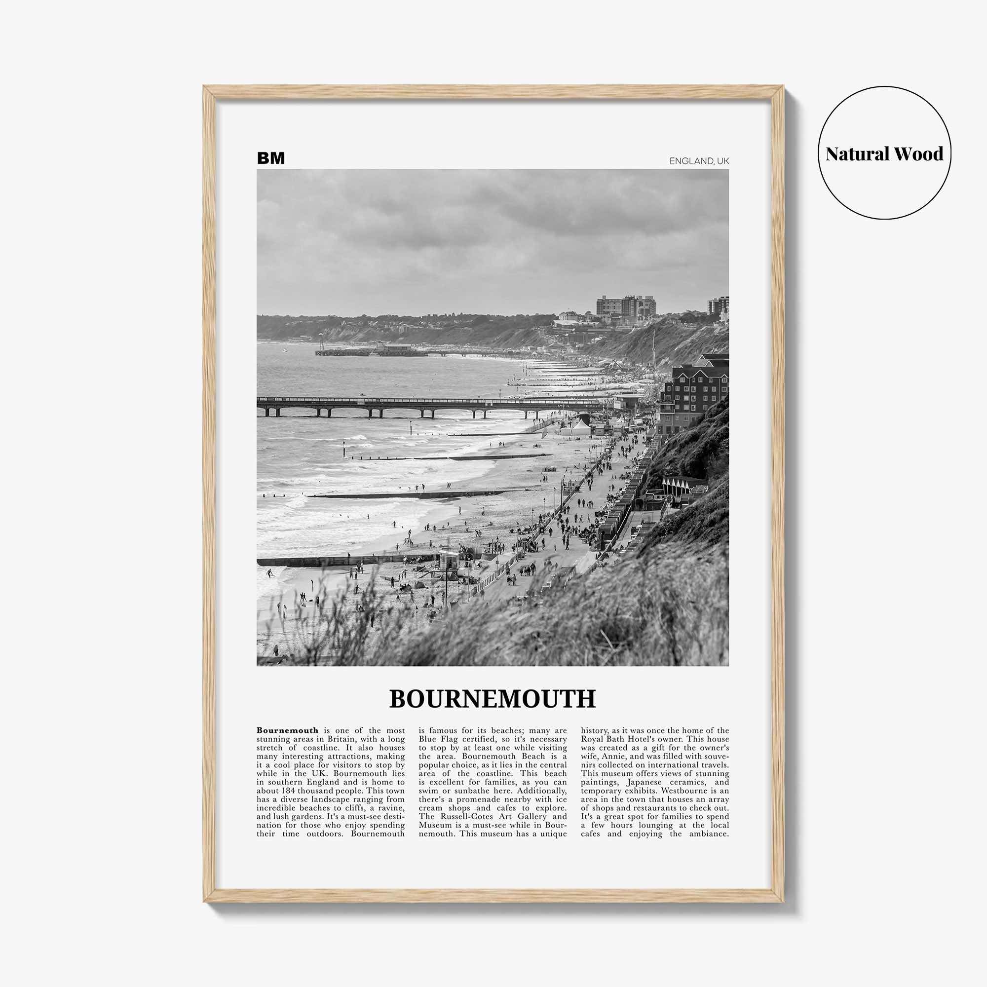 Bournemouth Print Black and White, Bournemouth Wall Art, Bournemouth Poster, Bournemouth Photo, Bournemouth Wall Décor, Bournemouth Map,