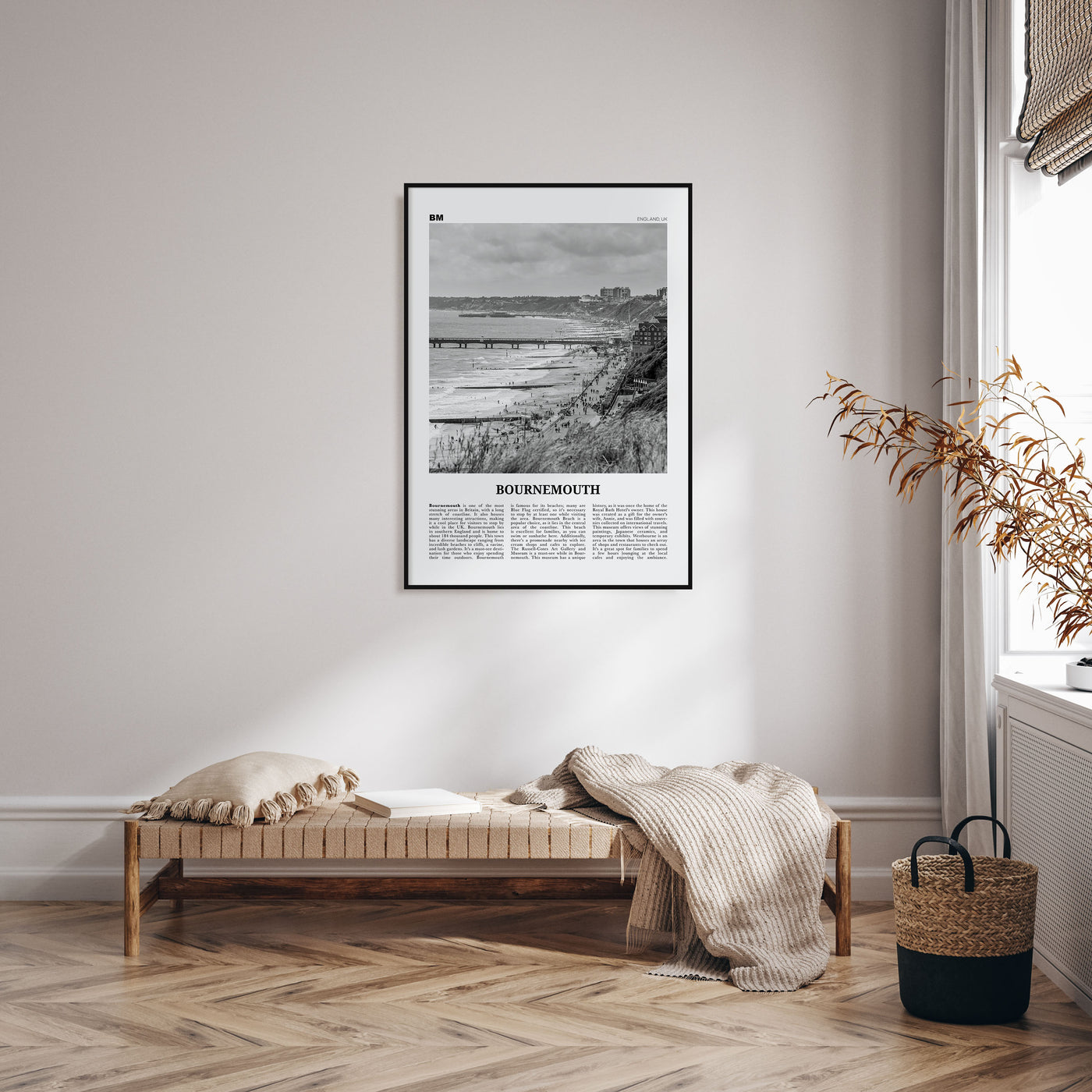 Bournemouth Travel B&W Poster