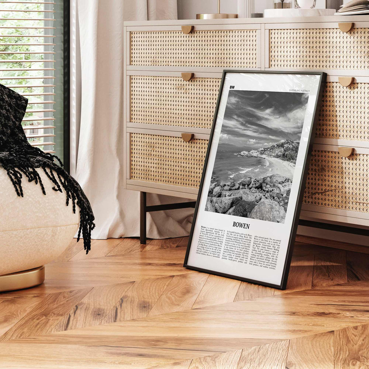 Bowen Print Black and White, Bowen Wall Art, Bowen Poster, Bowen Photo, Bowen Wall Décor, Bowen Map, Australia