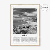 Bowen Print Black and White, Bowen Wall Art, Bowen Poster, Bowen Photo, Bowen Wall Décor, Bowen Map, Australia