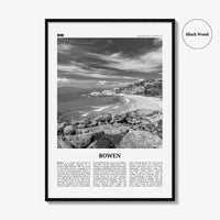 Bowen Print Black and White, Bowen Wall Art, Bowen Poster, Bowen Photo, Bowen Wall Décor, Bowen Map, Australia